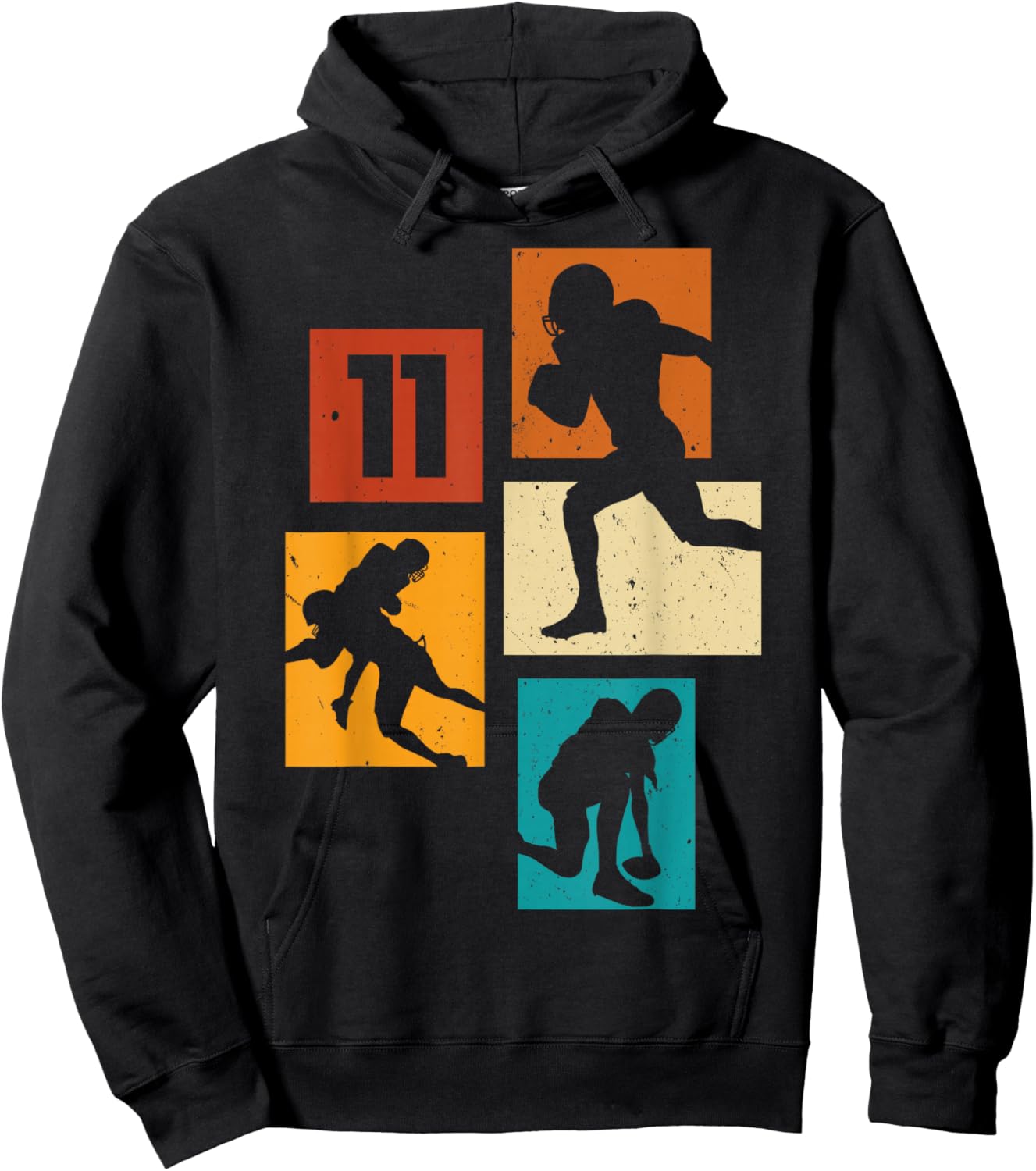 11th Birthday Retro American Football 11 Years Old Boy Girl Hoodie - Hoodie | Black