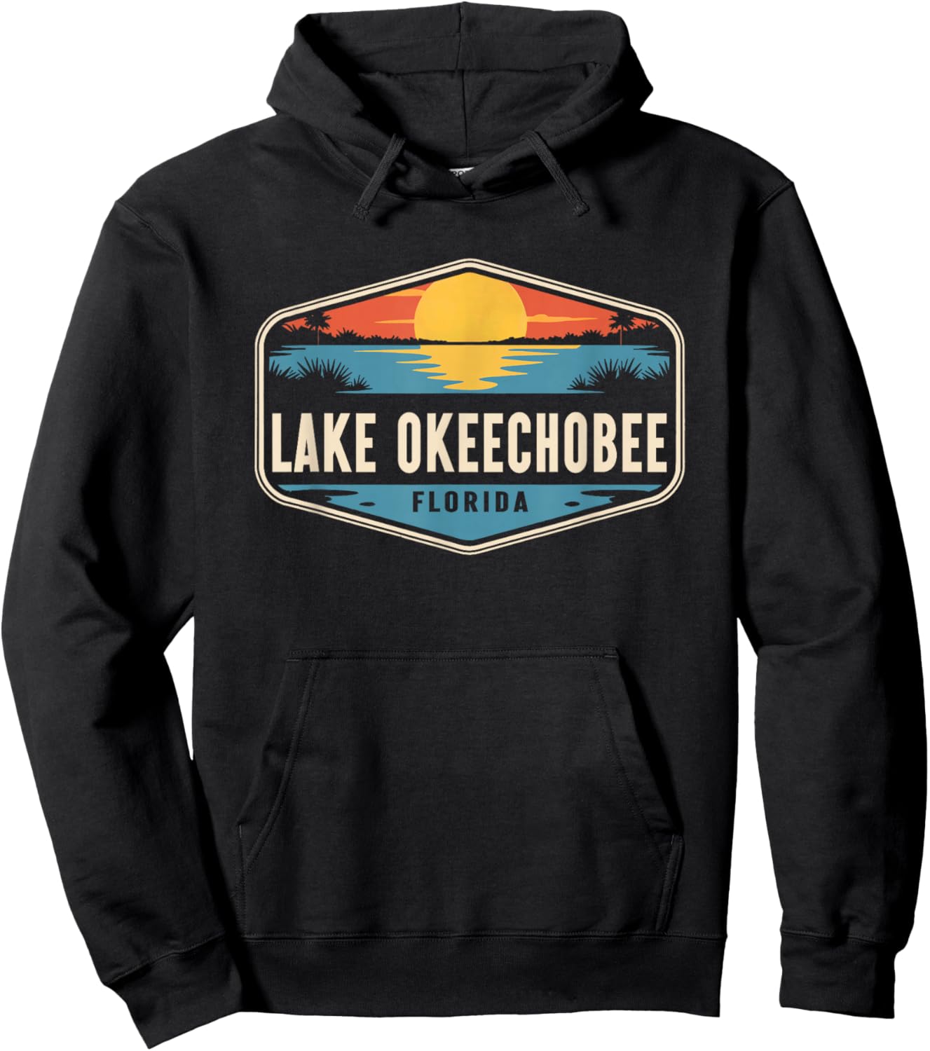 Lake Okeechobee Florida Outdoors Vintage Hoodie - Hoodie | Black