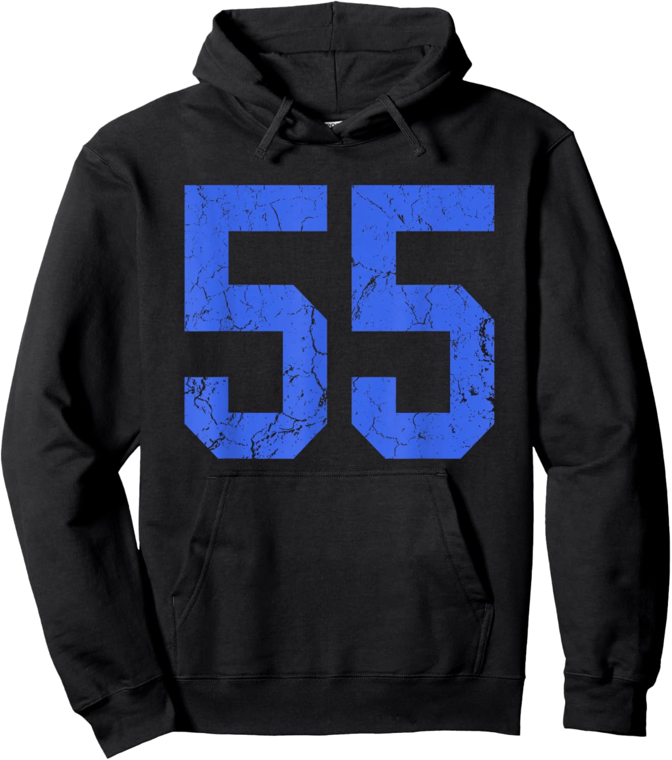 Distressed Royal Blue Number 55 Jersey Player Uniform #55 Hoodie - Hoodie | Black