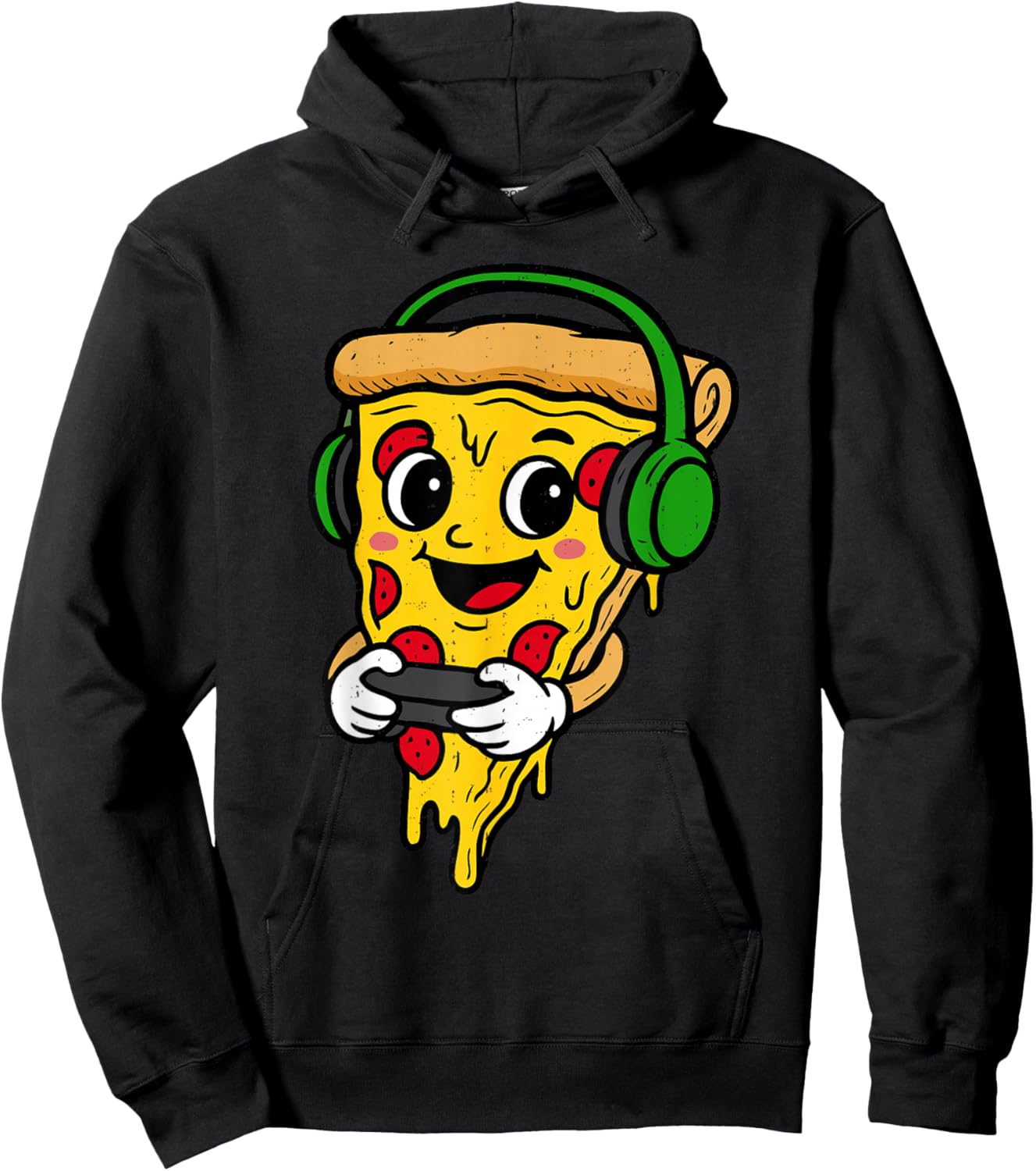 Funny Gamer Pizza Video Game Gaming Fast Food Men Boys Kids Hoodie - Hoodie | Black