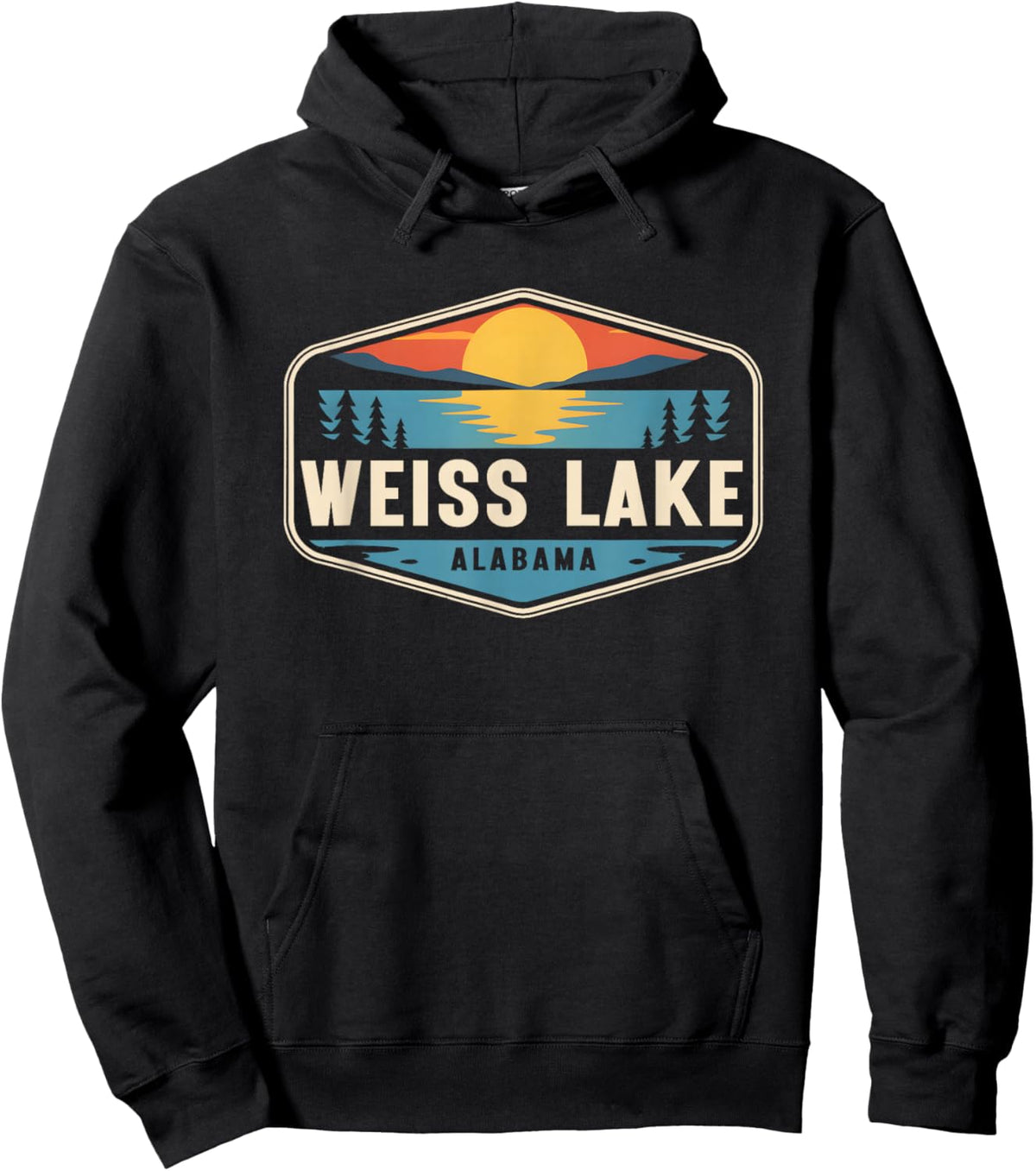 Weiss Lake Alabama Outdoors Vintage Hoodie - Hoodie | Black