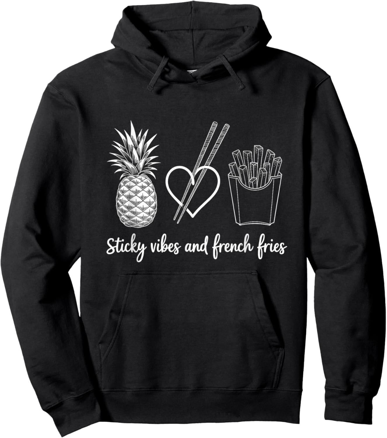 Funny Aesthetic Snack Lover Fries Pineapple Style Hoodie - Hoodie | Black