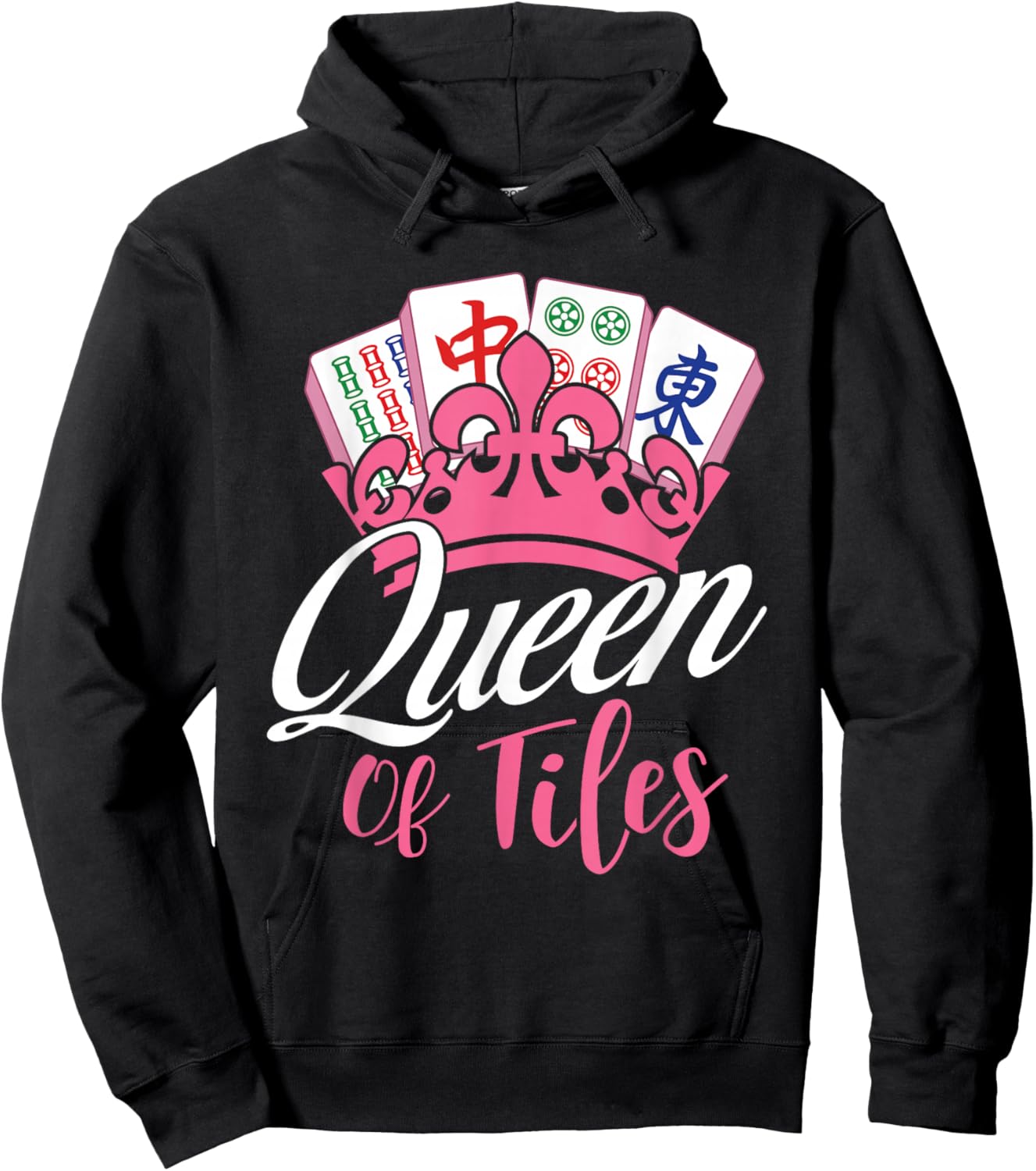 Queen of Tiles - Mahjong Lover Mah Jong Player Hoodie - Hoodie | Black