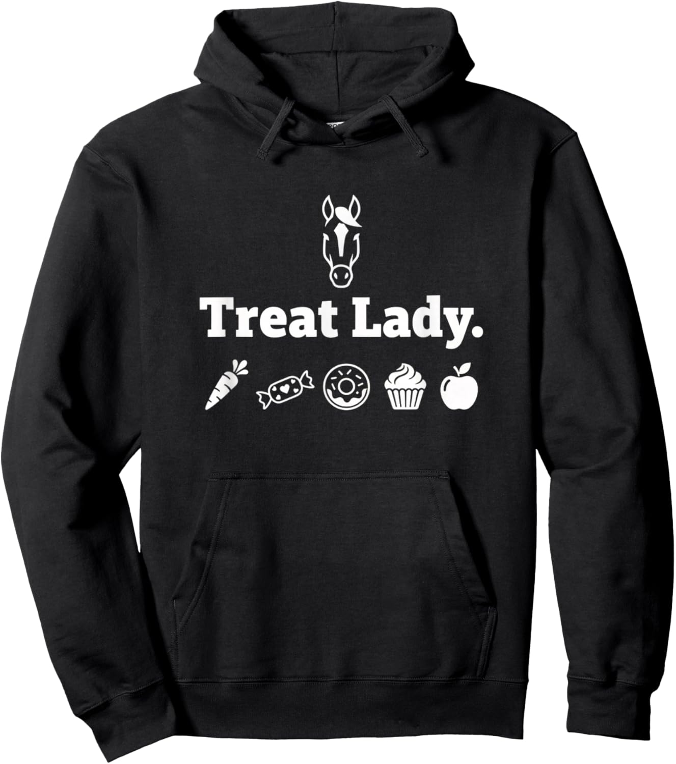Treat Lady. Mom, Horse Mom Equestrian Mom Barn Mom Hoodie - Hoodie | Black