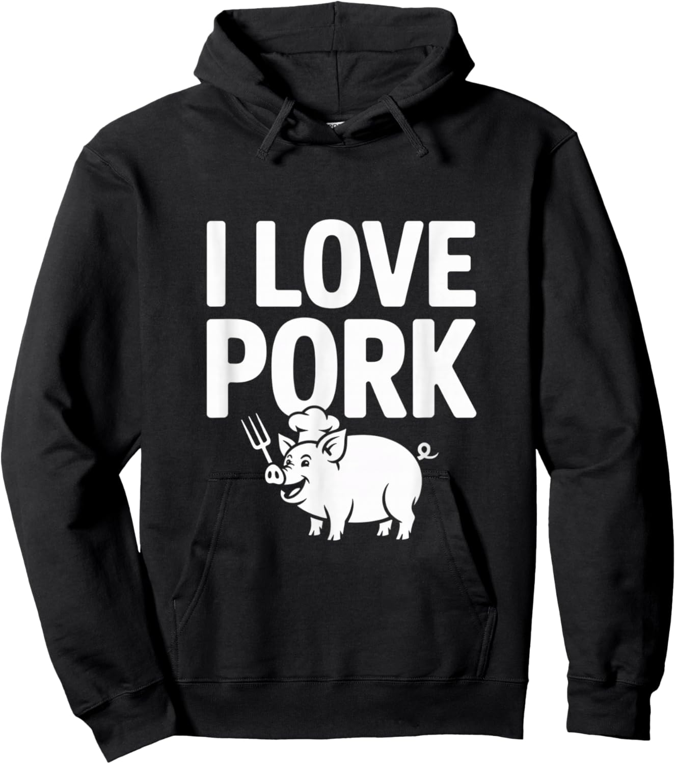 I Love Pork Chef Pig BBQ Fork Hoodie - Hoodie | Black