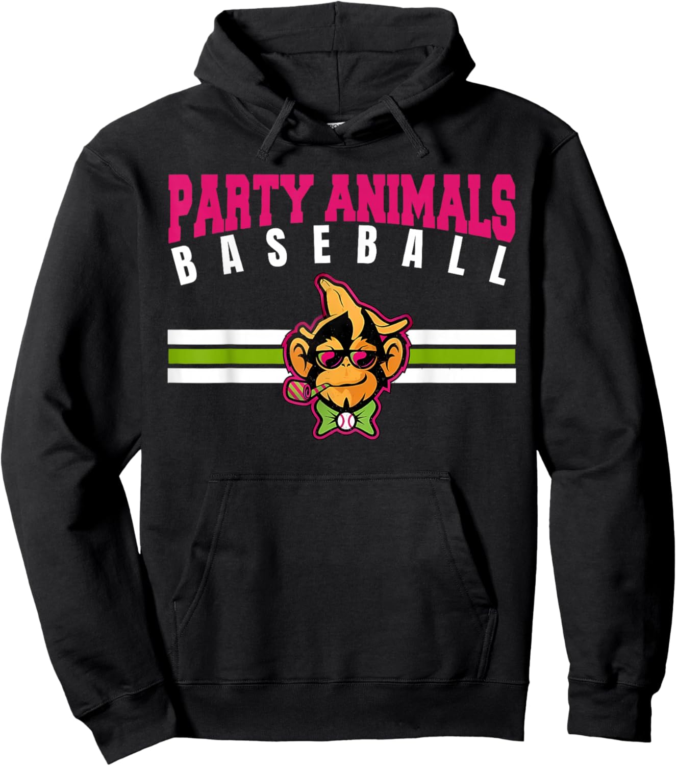 Party Animals Baseball Retro Monkey Sunglasses Hoodie - Hoodie | Black