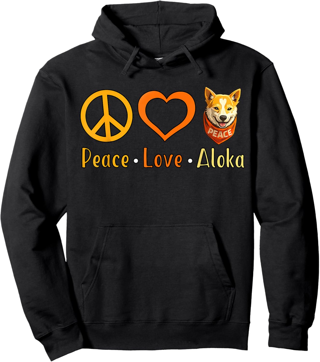 Peace Love Aloka The Peace Dog Women Kids Hoodie - Hoodie | Black