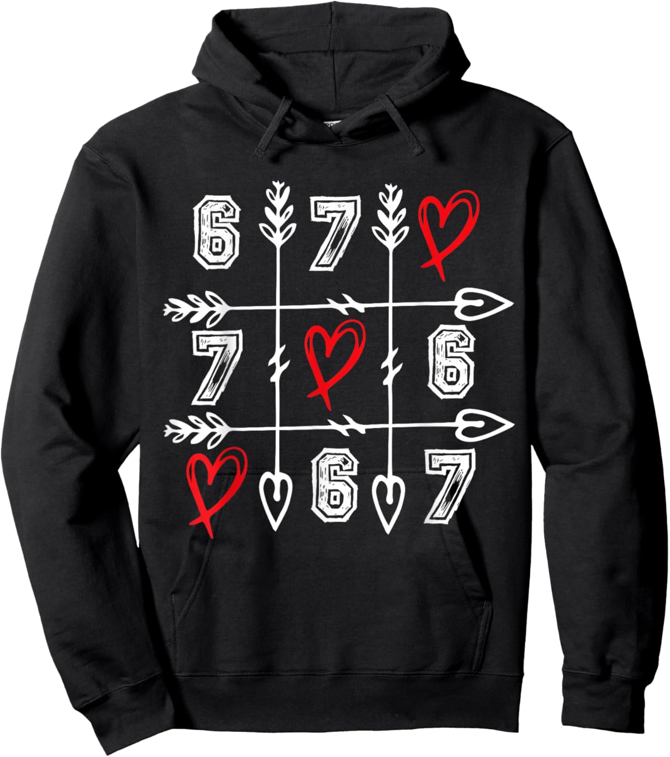 Six Seven 67 Meme 6 7 Valentines Day Heart Men Women Kids Hoodie - Hoodie | Black