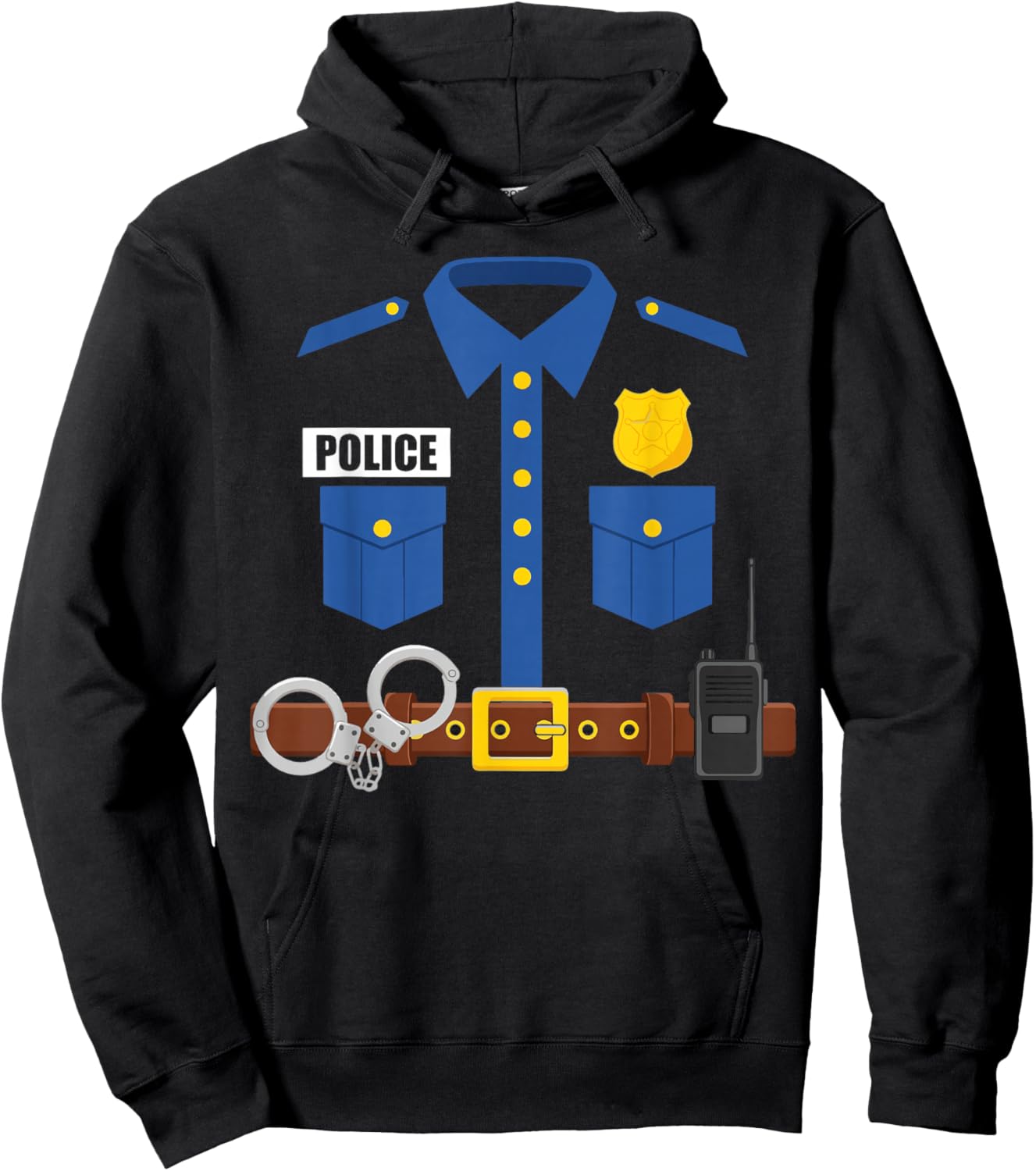 Police Officer Uniform Costume Funny Halloween Cop Outfit Hoodie - Hoodie | Black
