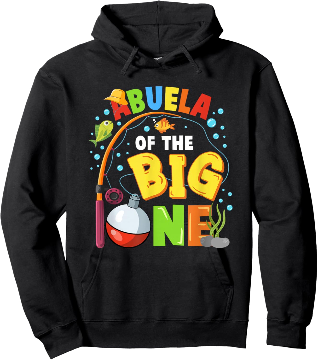 Abuela of The Big One Fishing Birthday Boy Family Party Hoodie - Hoodie | Black