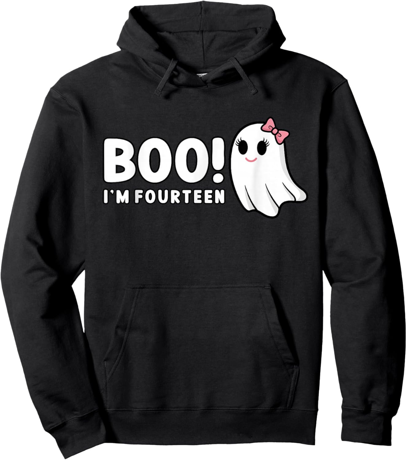 Boo Im Fourteen Cute 14 Year Old Girl Ghost Halloween B Day Hoodie - Hoodie | Black