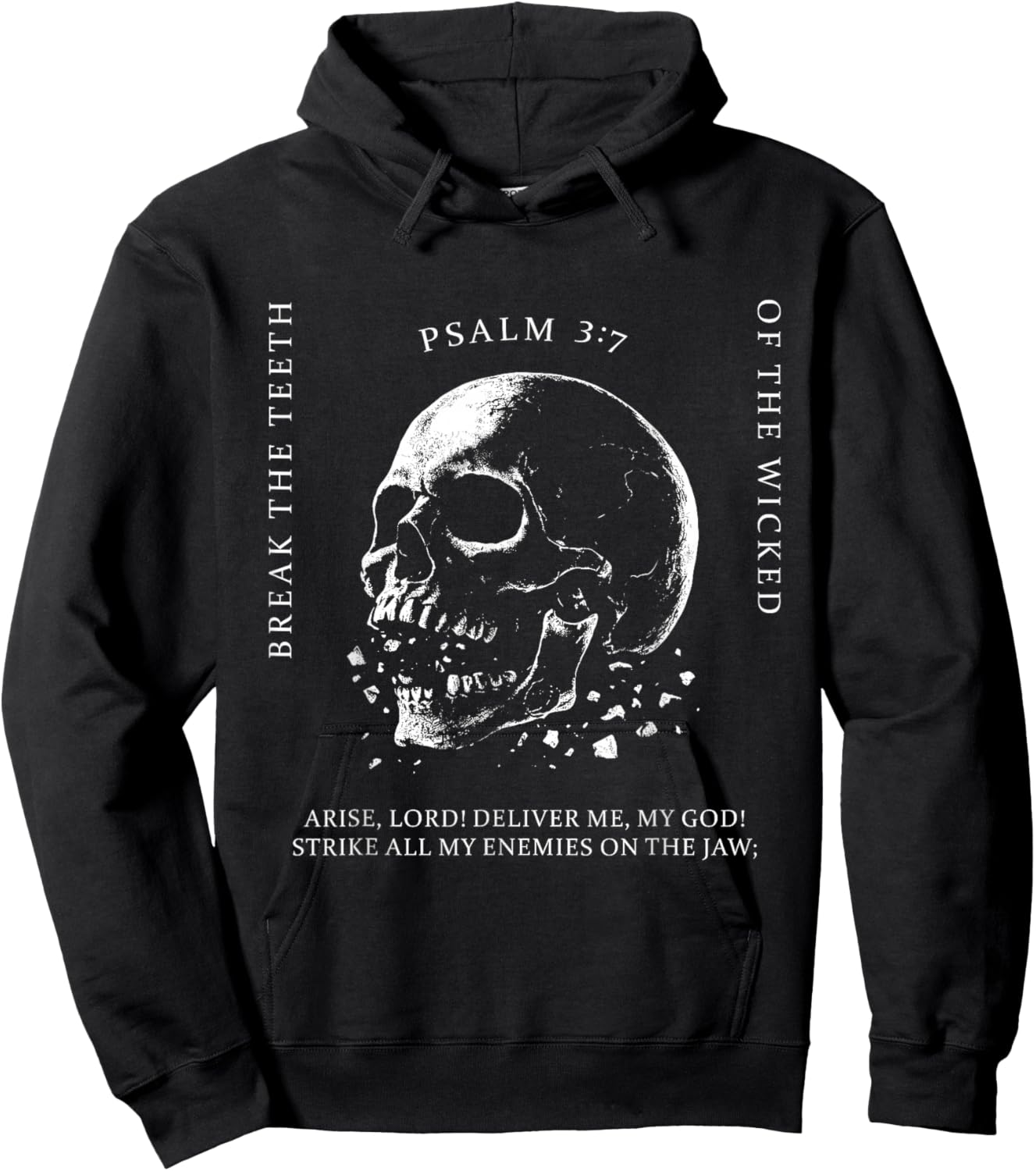 Funny Psalm 3:7 Vintage Skull Christian Religious Faith Men Hoodie - Hoodie | Black