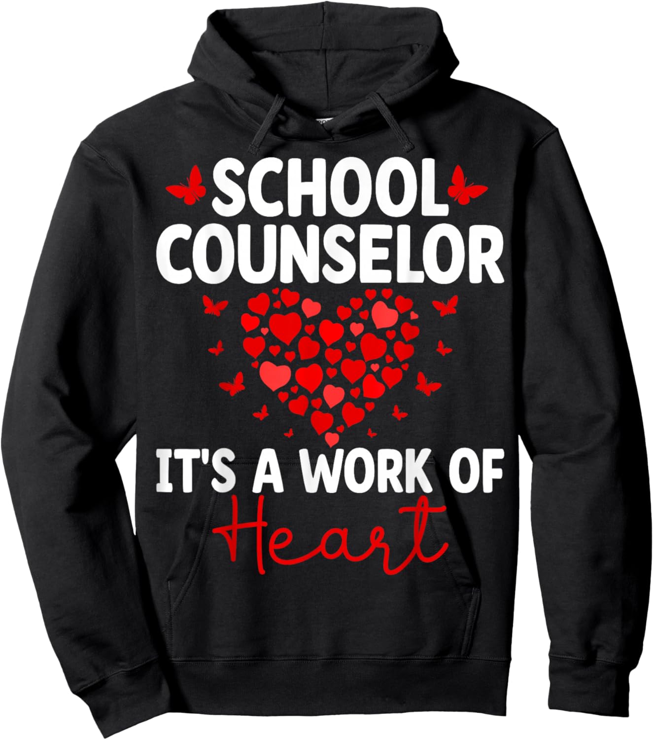 School Counselor It's a Work of Heart Valentine’s Day Hoodie - Hoodie | Black