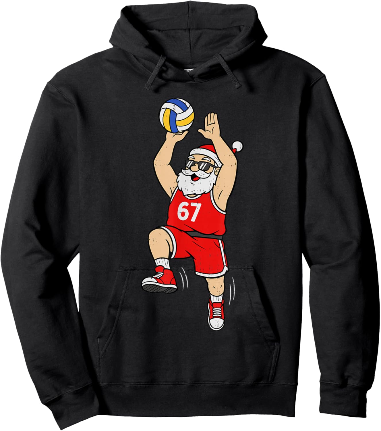 67 Volleyball Santa Six Seven Meme Christmas Sport Boys Hoodie - Hoodie | Black