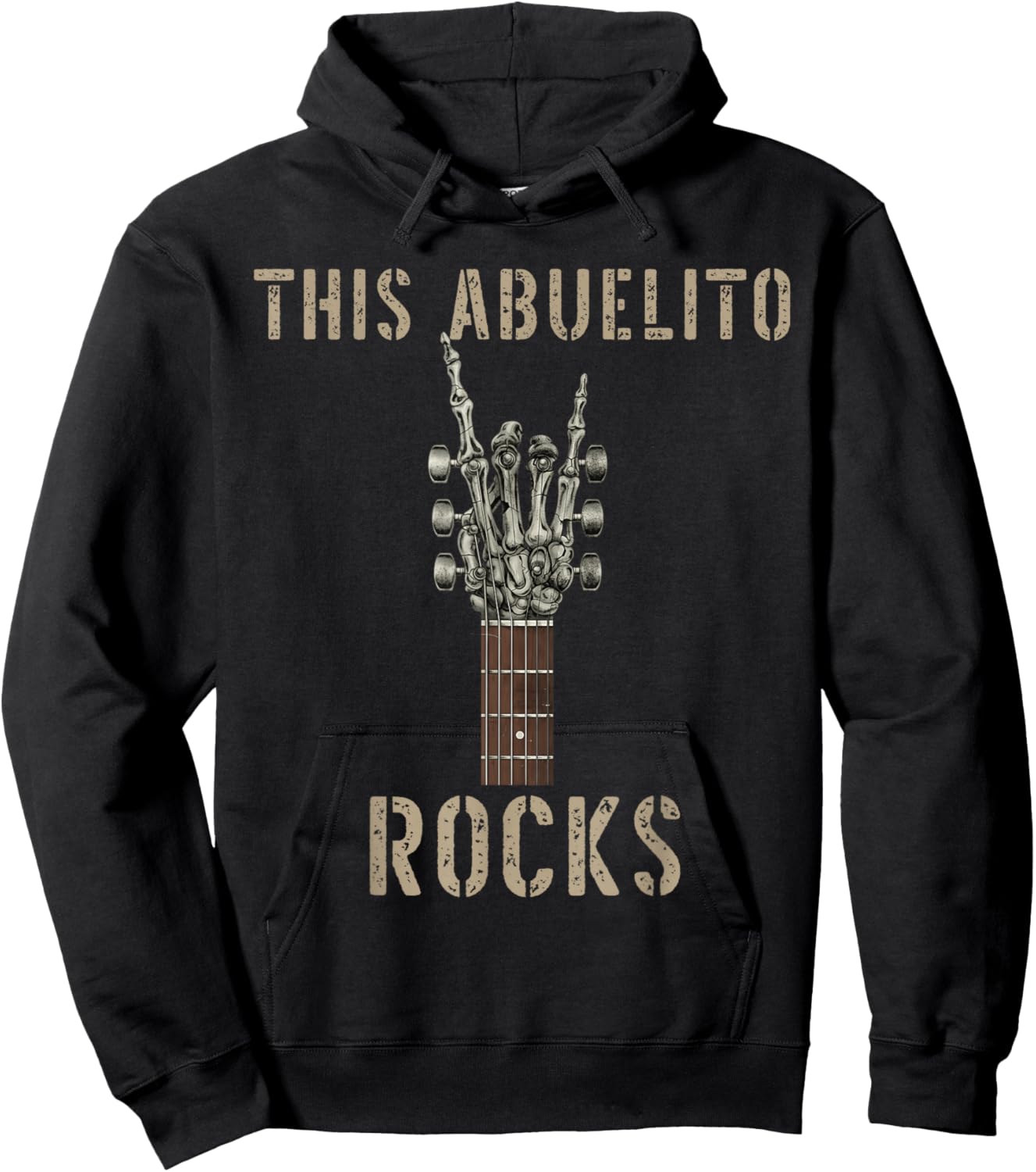 This Abuelito Rocks Skeleton Hand Rock Music Band Guitar Hoodie - Hoodie | Black