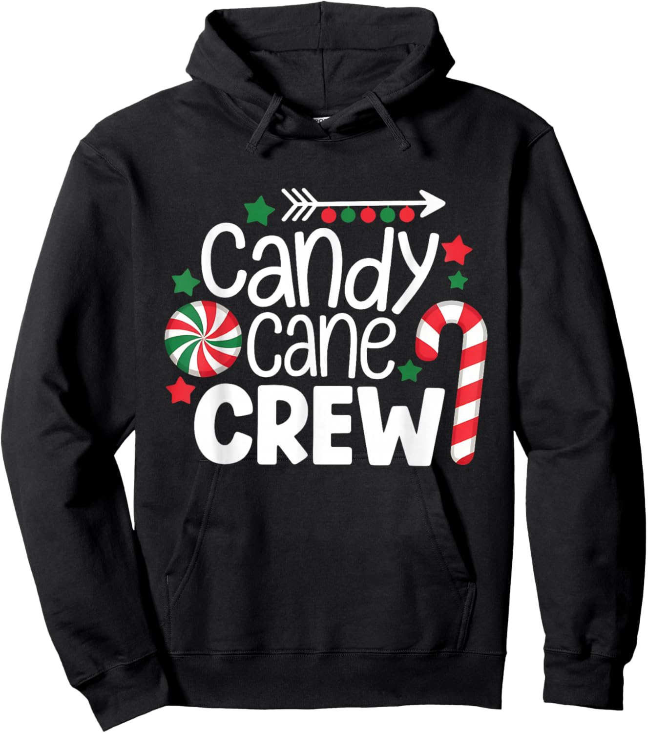 Christmas Candy Cane Crew Shirt Women Girls Boys Kids Xmas Hoodie - Hoodie | Black