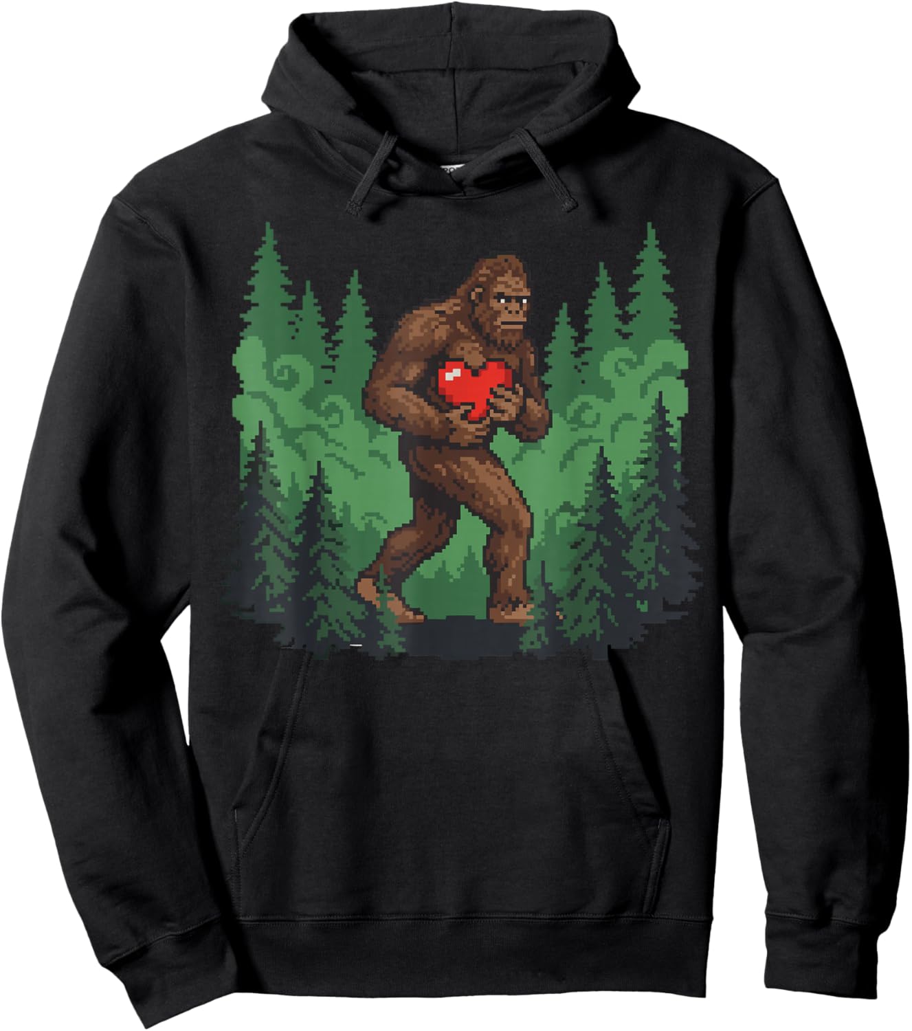 Funny Bigfoot Heart Love Valentines Day Boys Men Hoodie - Hoodie | Black