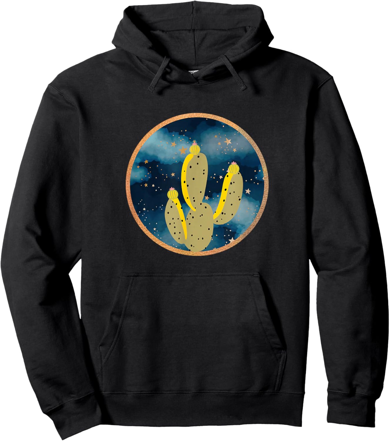 Desert Cactus Under Starry Night Sky Hoodie - Hoodie | Black