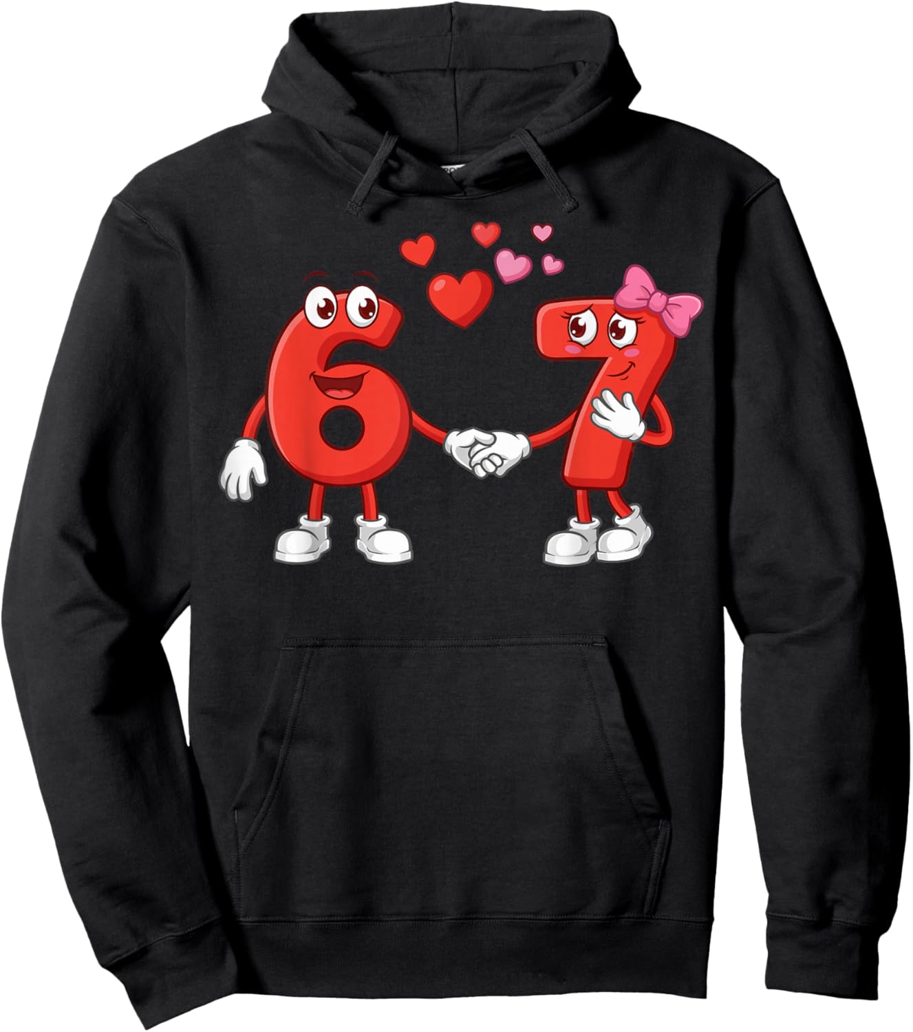Six Seven Meme 6 7 Hearts Couple Matching 67 Valentines Hoodie - Hoodie | Black