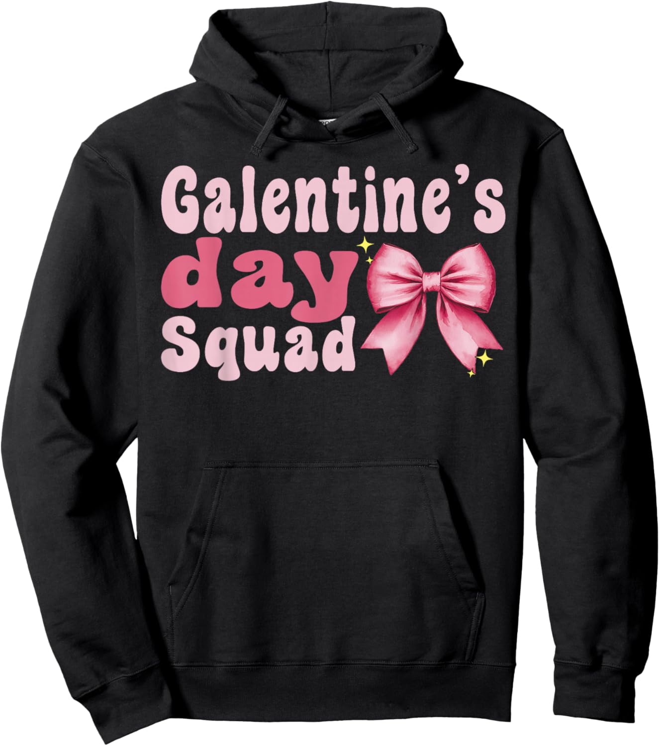 Galentine Day Squad Heart Coquette Bow Valentine's Hoodie - Hoodie | Black