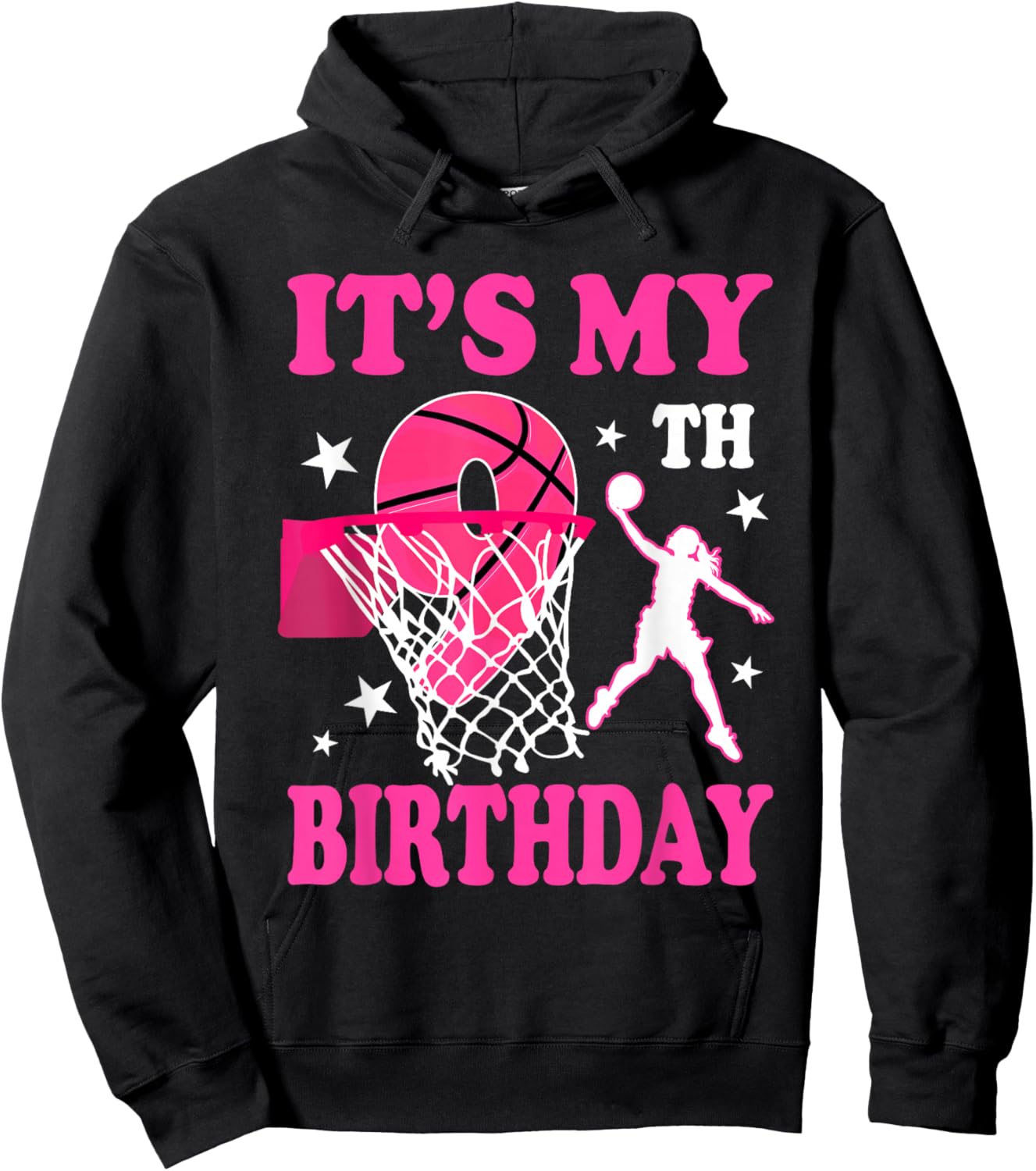 It's My 9th Birthday Girl Basketball Party 9 Years Old Hoodie - Hoodie | Black