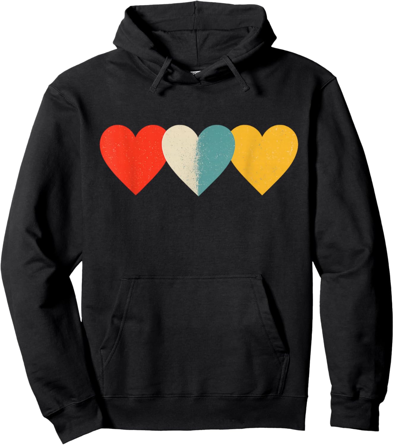 Vintage Hearts Cool Retro Valentines Day Men Hoodie - Hoodie | Black