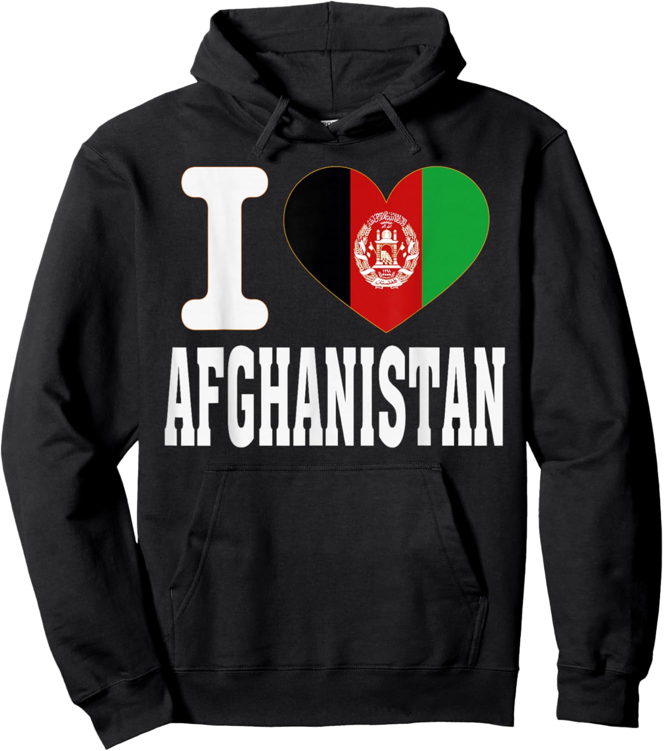 I Love Afghanistan Heart Souvenir Lovers Pride Travel Hoodie - Hoodie | Black