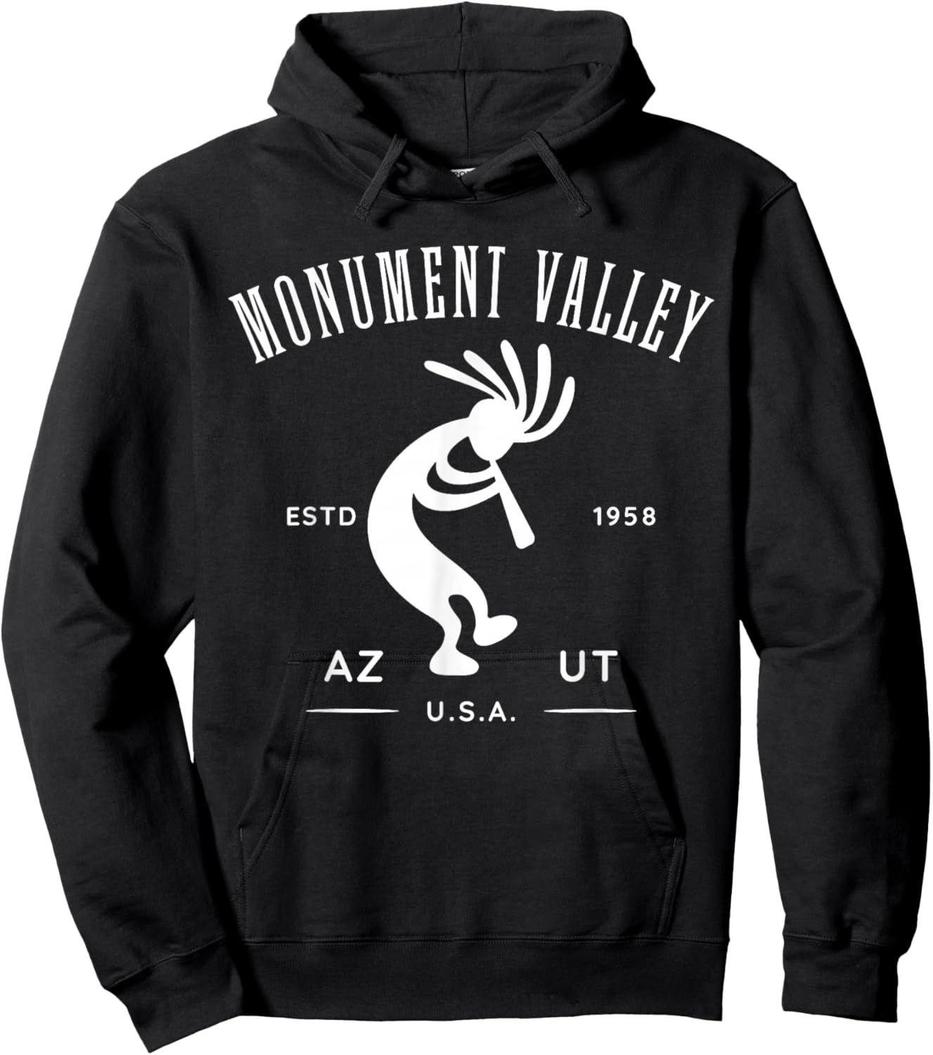Monument Valley Arizona Utah USA Dancing Kokopelli Design Hoodie - Hoodie | Black