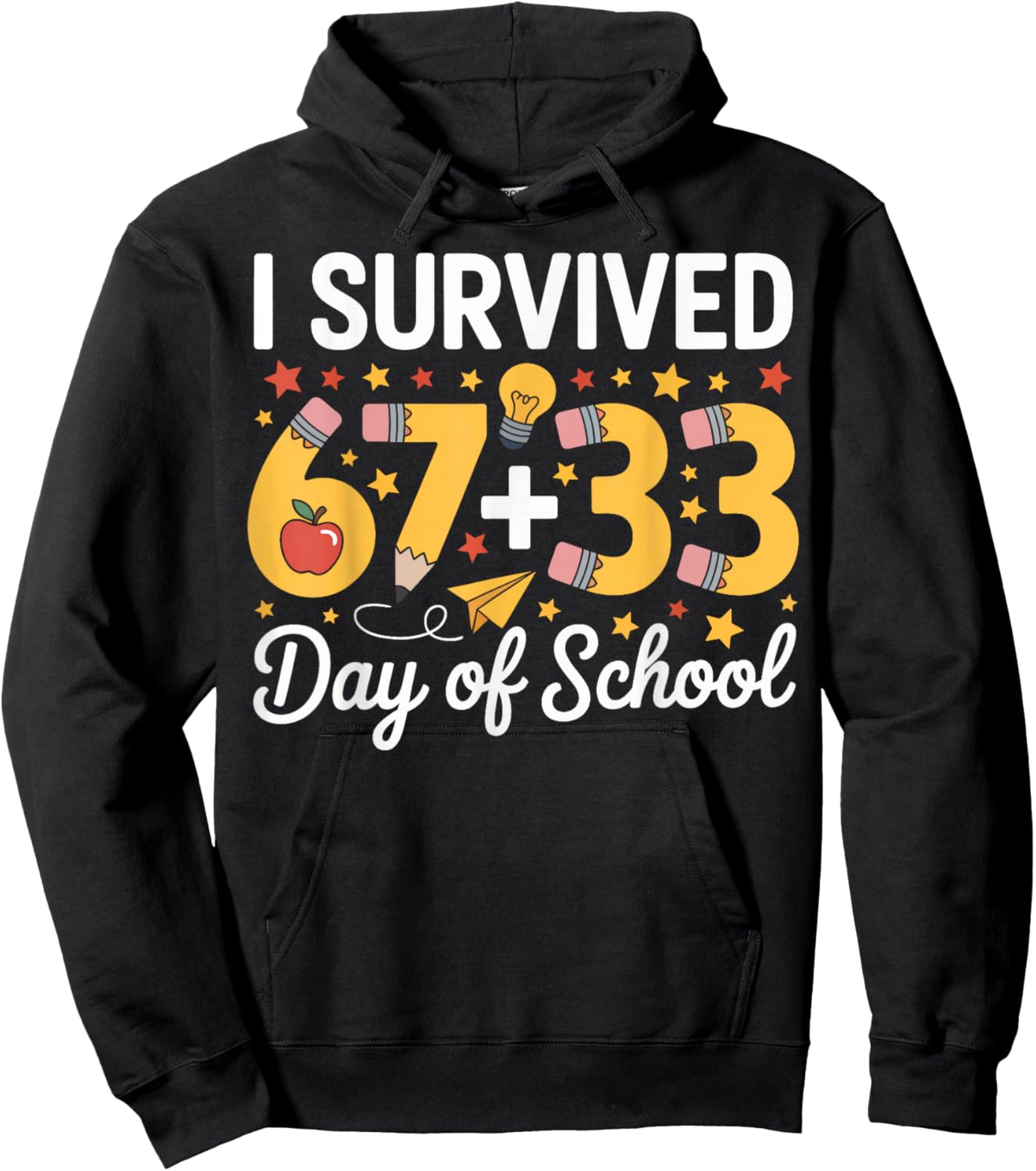I Survived 100 Days of School Six Seven Meme Teacher Student Hoodie - Hoodie | Black