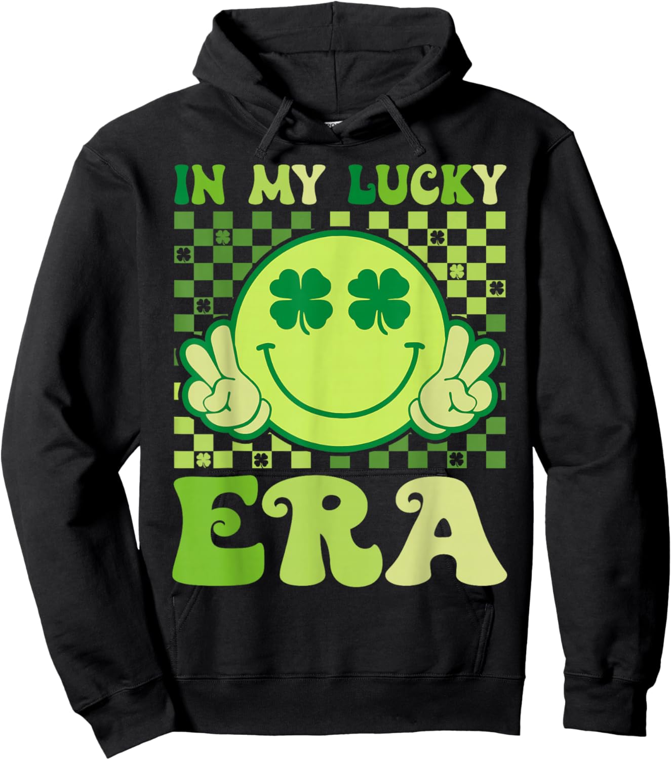 Groovy in My Lucky Era St Patricks Day Shamrock Men Women Hoodie - Hoodie | Black