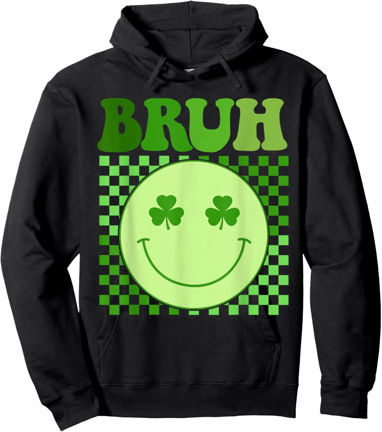 Groovy St Patricks Day Bruh Lucky Shamrock Women Girls Kids Hoodie - Hoodie | Black