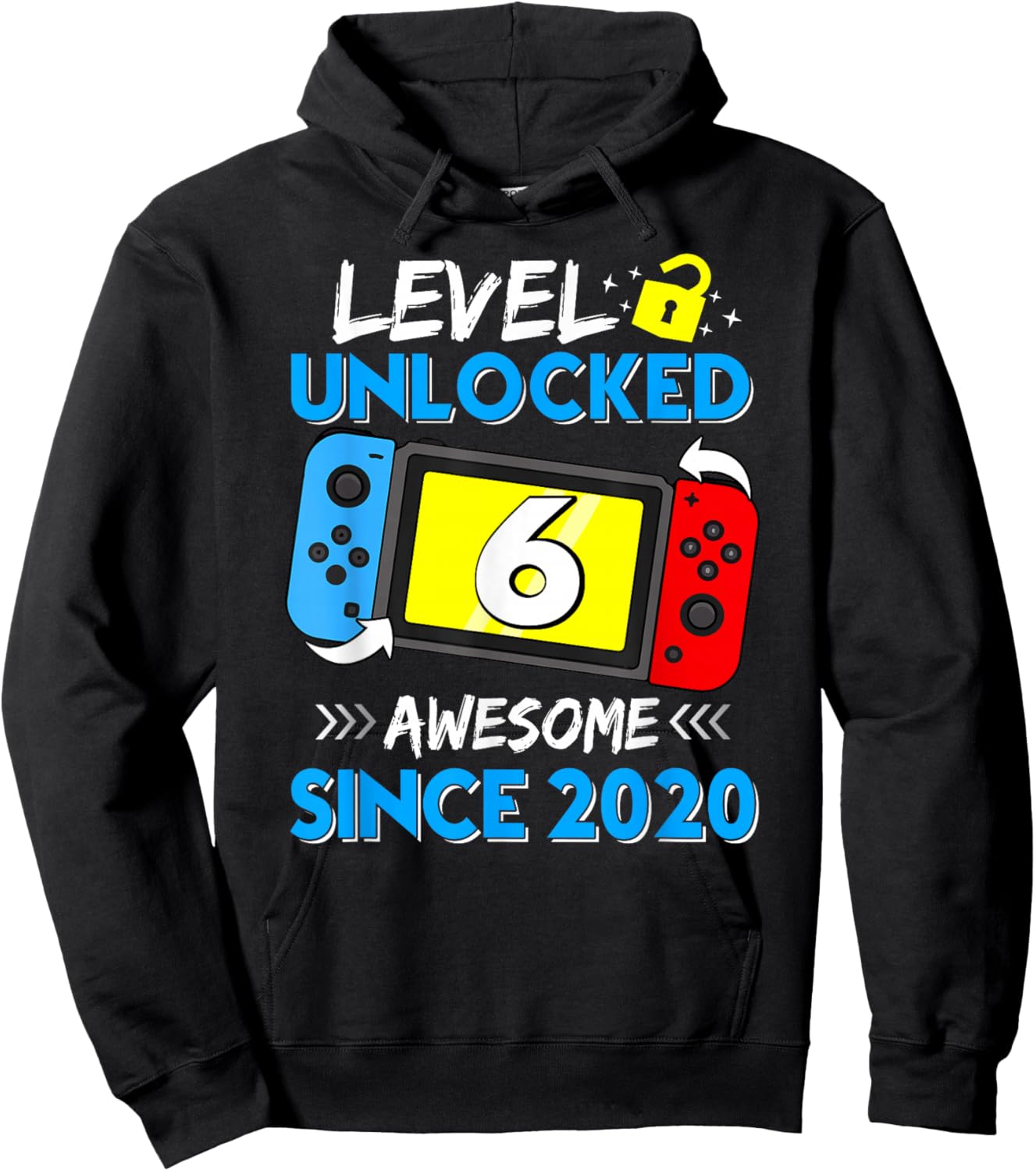 Level 6 Unlocked Awesome Since 2020 6th Birthday Video Game Hoodie - Hoodie | Black