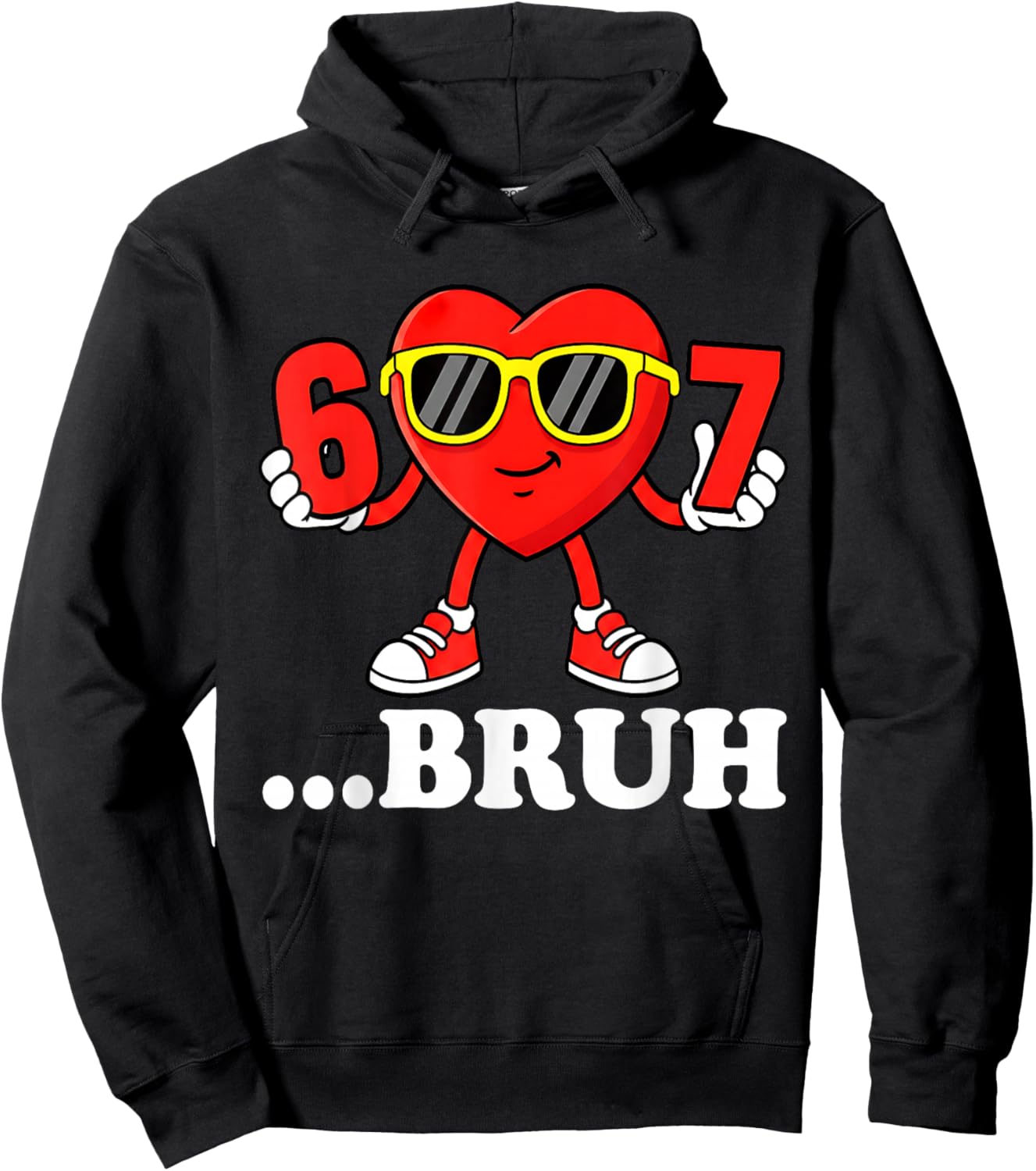 Funny Six Seven 67 Meme 6 7 Bruh Valentine Boys Girls Kids Hoodie - Hoodie | Black
