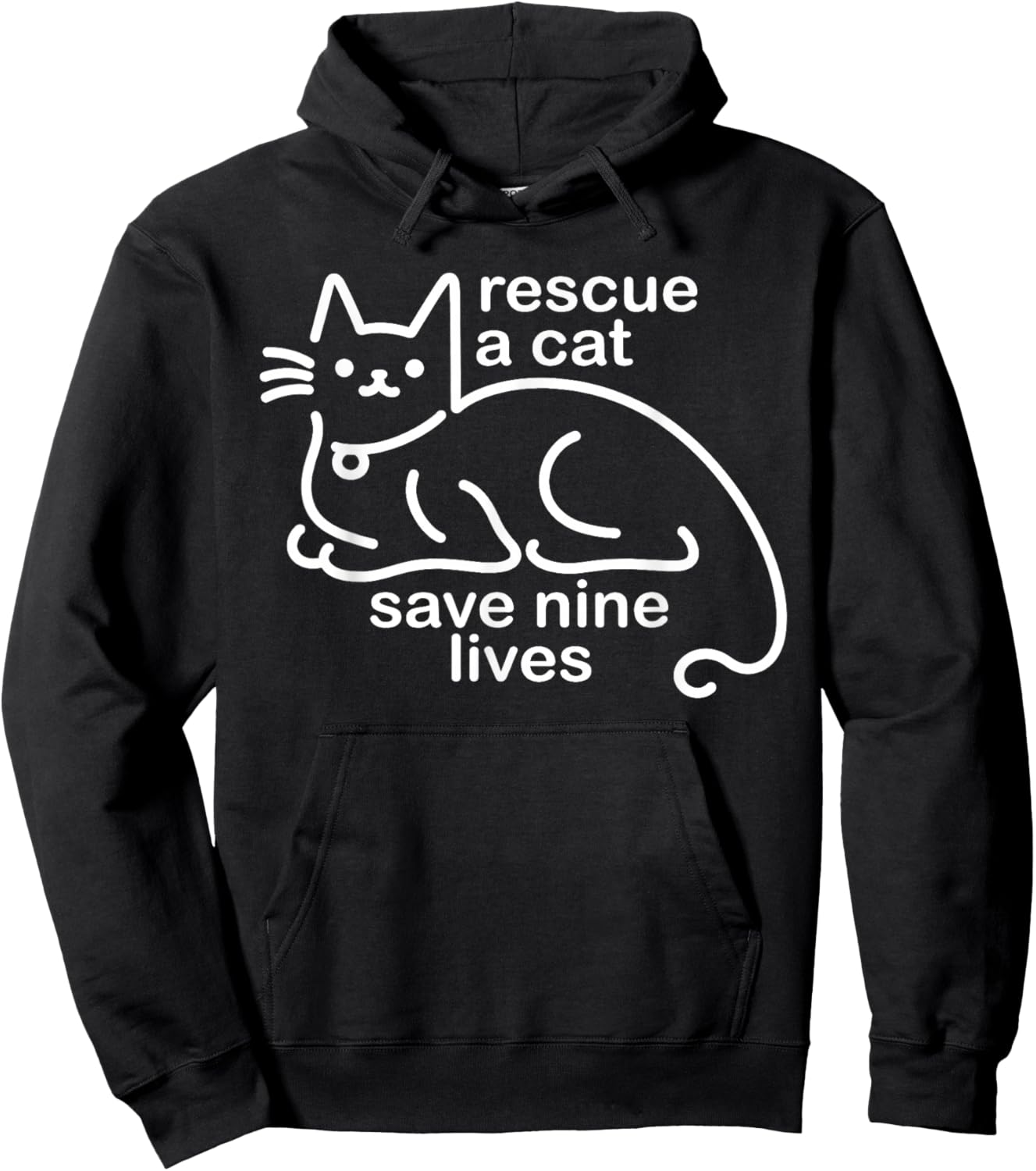 Rescue A Cat Save Nine Lives Japanese Cat Lover Quote Hoodie - Hoodie | Black