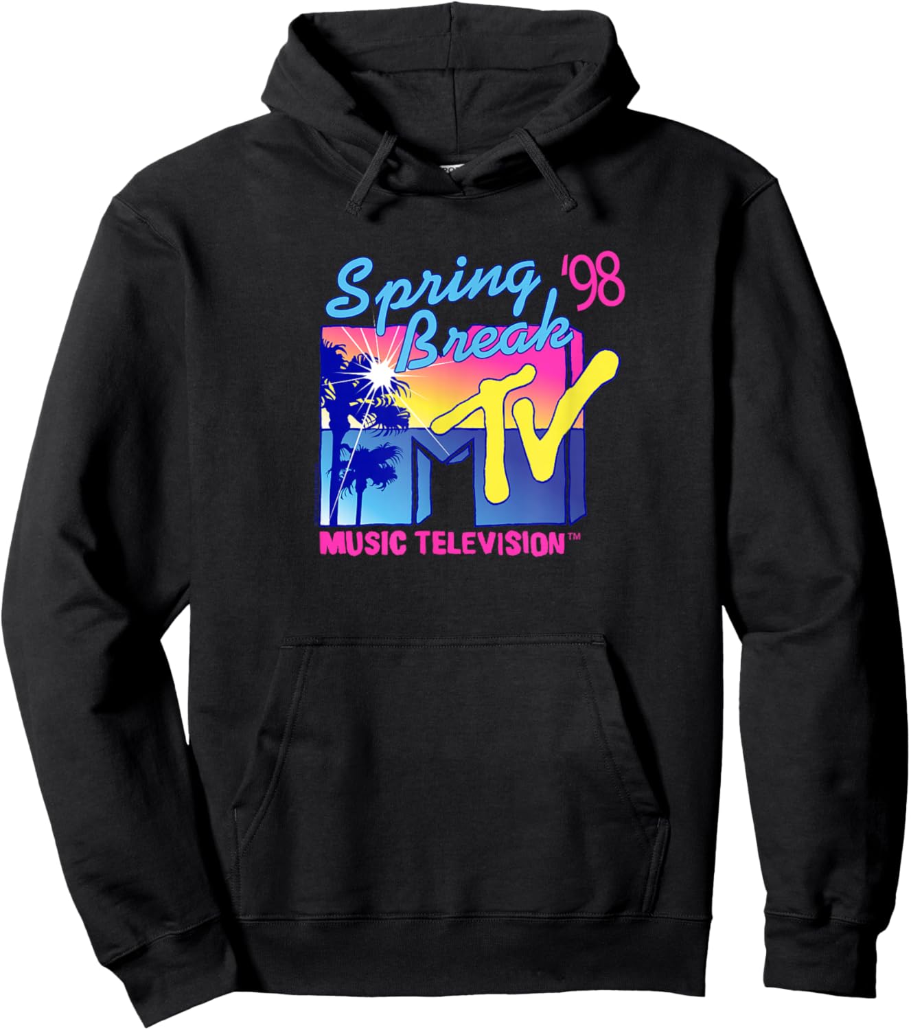 MTV Spring Break '98 Palm Tree Logo Vintage TV Hoodie - Hoodie | Black