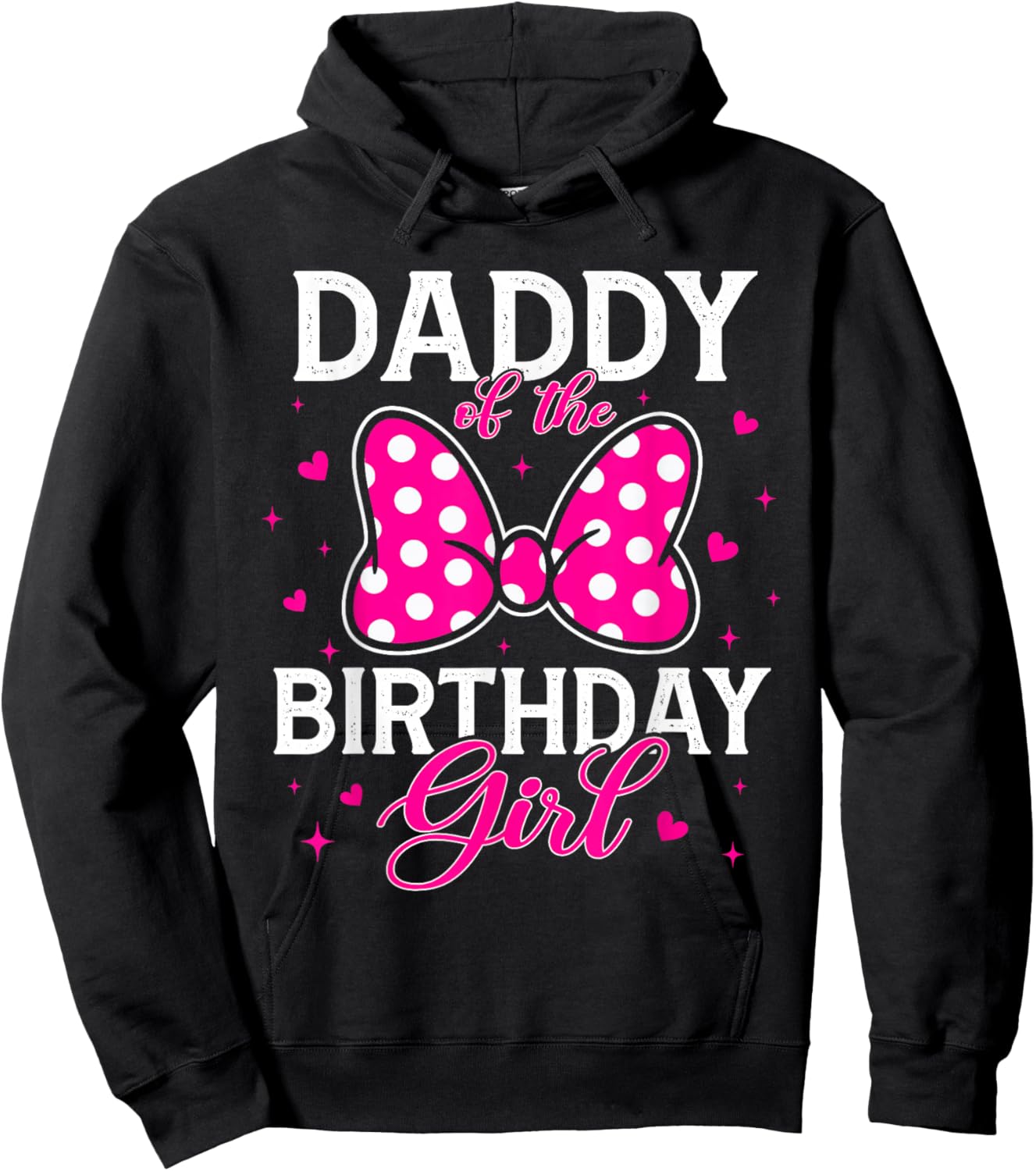 Daddy of The Birthday Girl Cute Pink Bow Family Matching Hoodie - Hoodie | Black