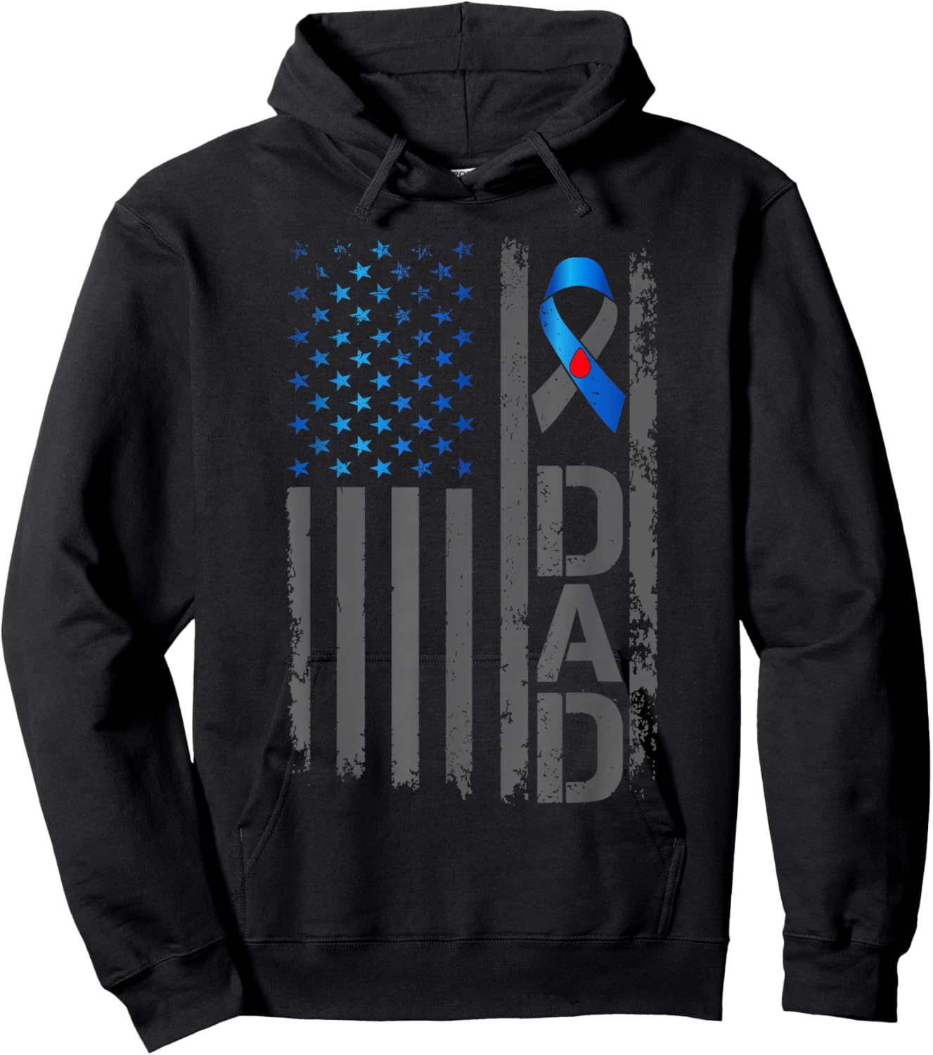 Type 1 Diabetes Awareness T1D Dad of Warrior Type 1 Diabetic Hoodie - Hoodie | Black