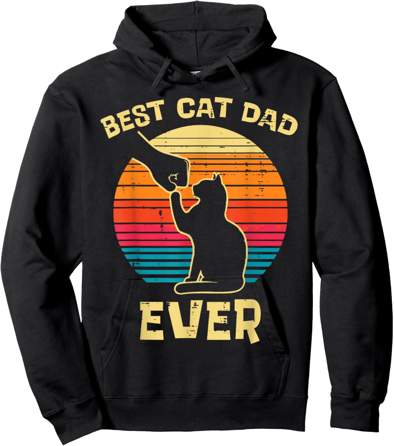 Best Cat Dad Ever Fist Bump Retro Kitten Fur Papa Daddy Men Hoodie - Hoodie | Black
