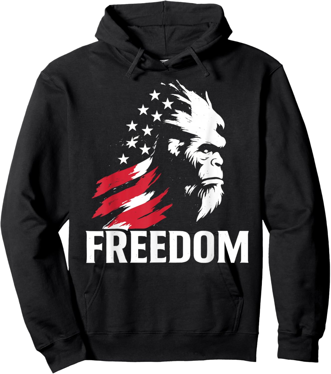 Vintage American Flag Bigfoot Freedom Hoodie - Hoodie | Black