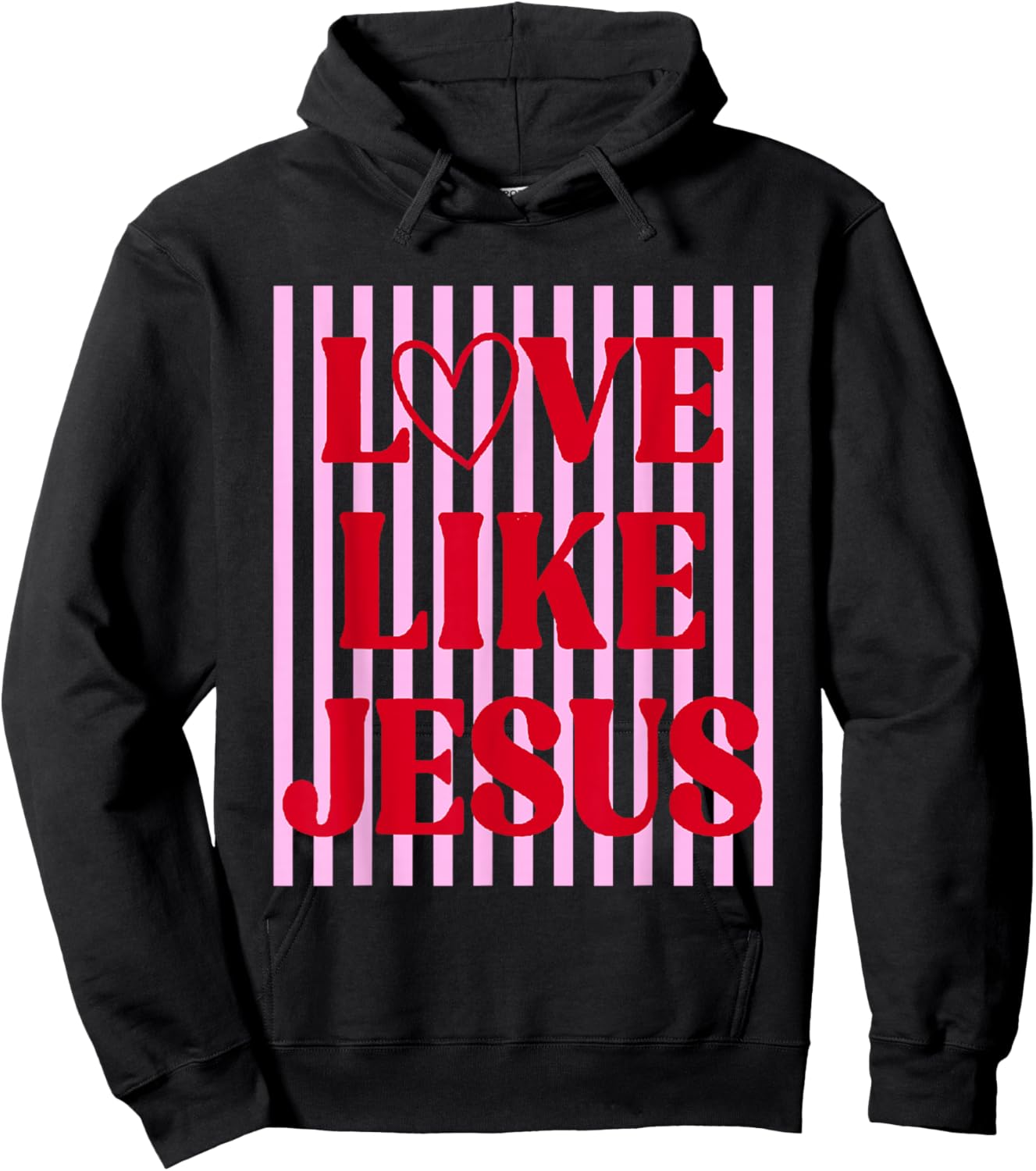 Retro Pink Red Love Like Jesus Funny Valentine Christian Hoodie - Hoodie | Black
