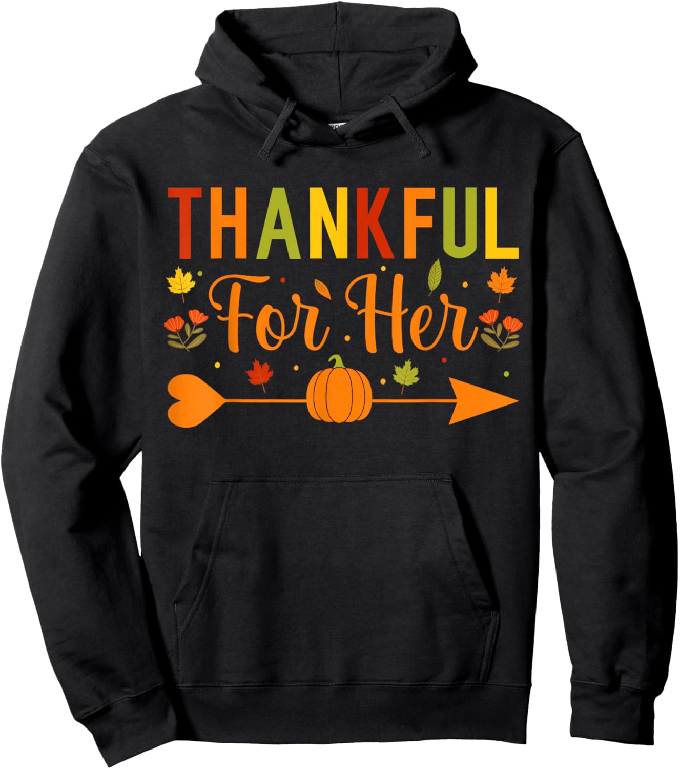 Thankful Couples Fall Matching Couple Thanksgiving Hoodie - Hoodie | Black