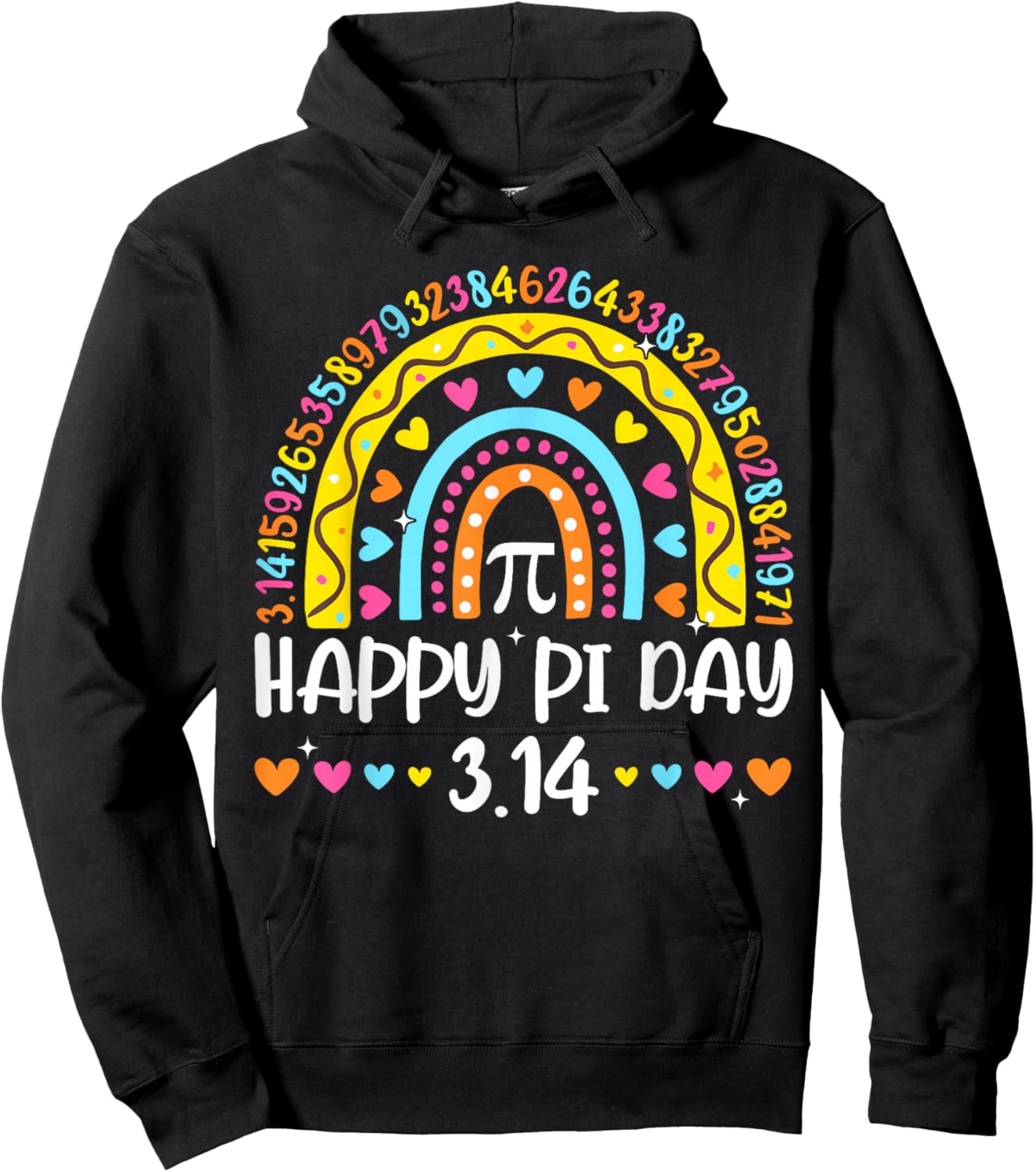 Happy Pi Day 3.14 Number Rainbow Math Geek Teacher Boy Girl Hoodie - Hoodie | Black