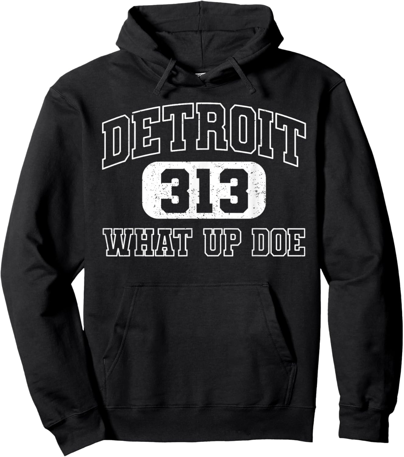 Vintage What Up Doe 313 Detroit City Michigan Hoodie - Hoodie | Black