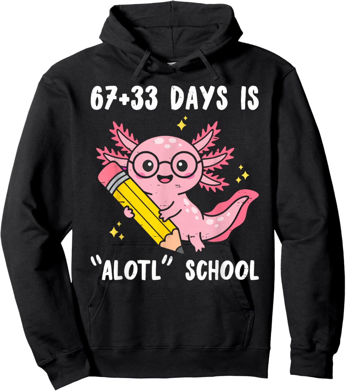 67+33 Days is Alotl School Axolotl 100 Days of School Kids Hoodie - Hoodie | Black