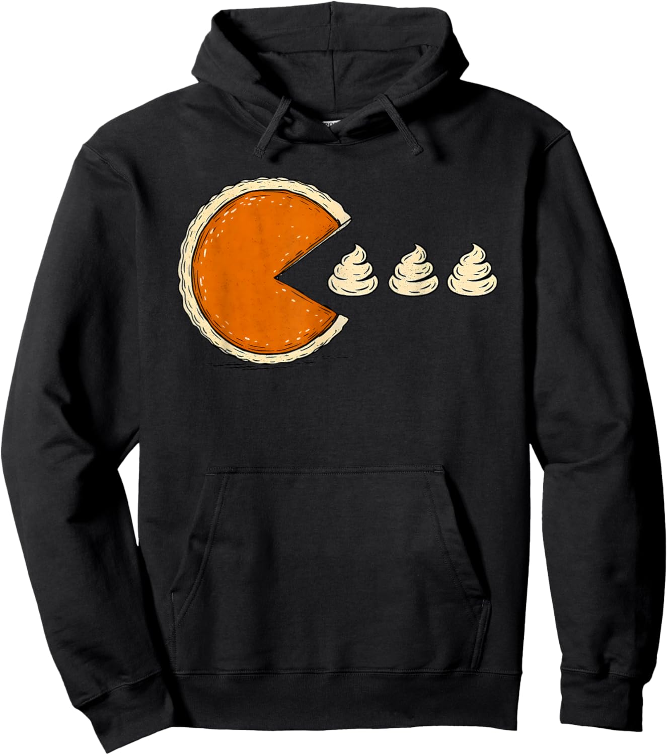 Funny Retro Arcade Game Thanksgiving Pumpkin Pie Chasing Hoodie - Hoodie | Black