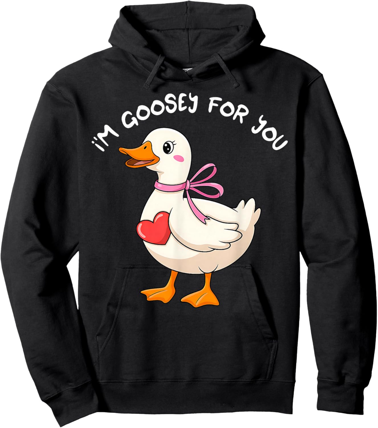 I'm Goosey for You Coquette Valentine Goose Hoodie - Hoodie | Black