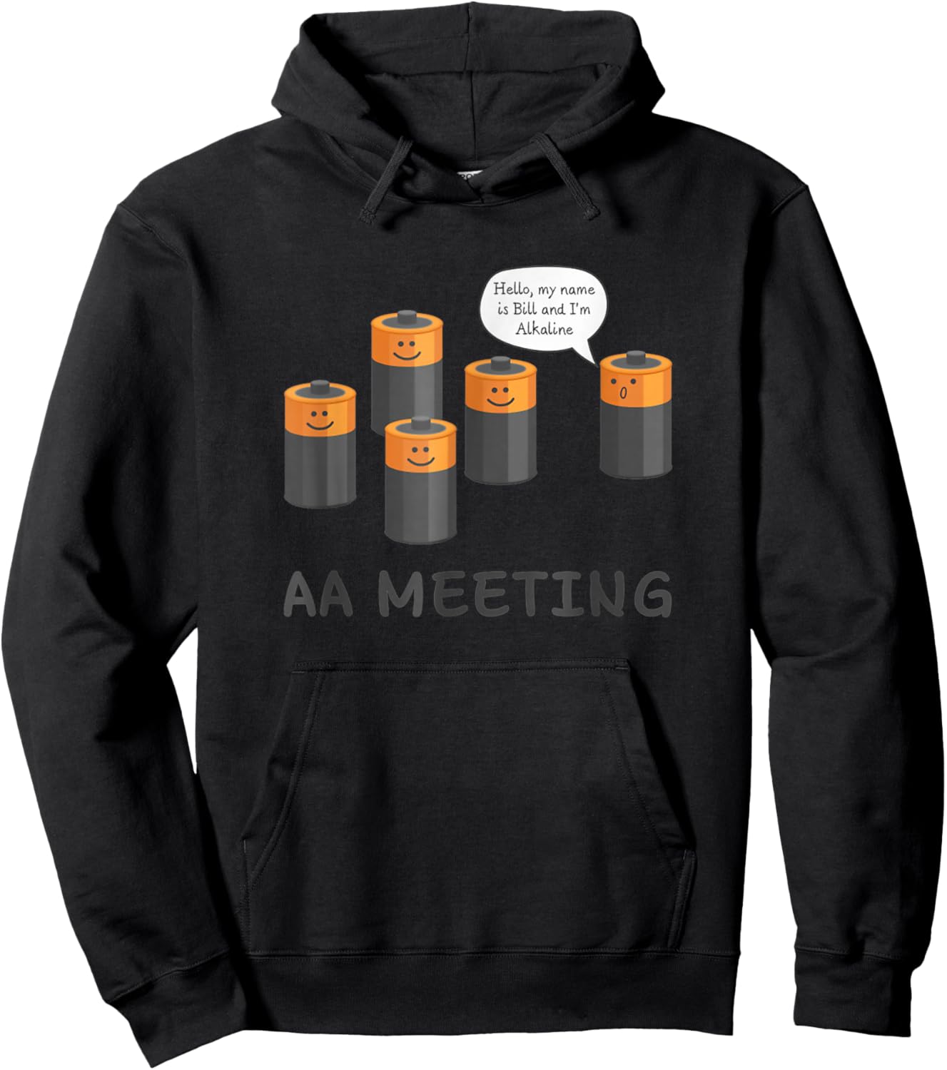 AA Meeting Cute Battery Funny Sarcastic Humor Hoodie - Hoodie | Black