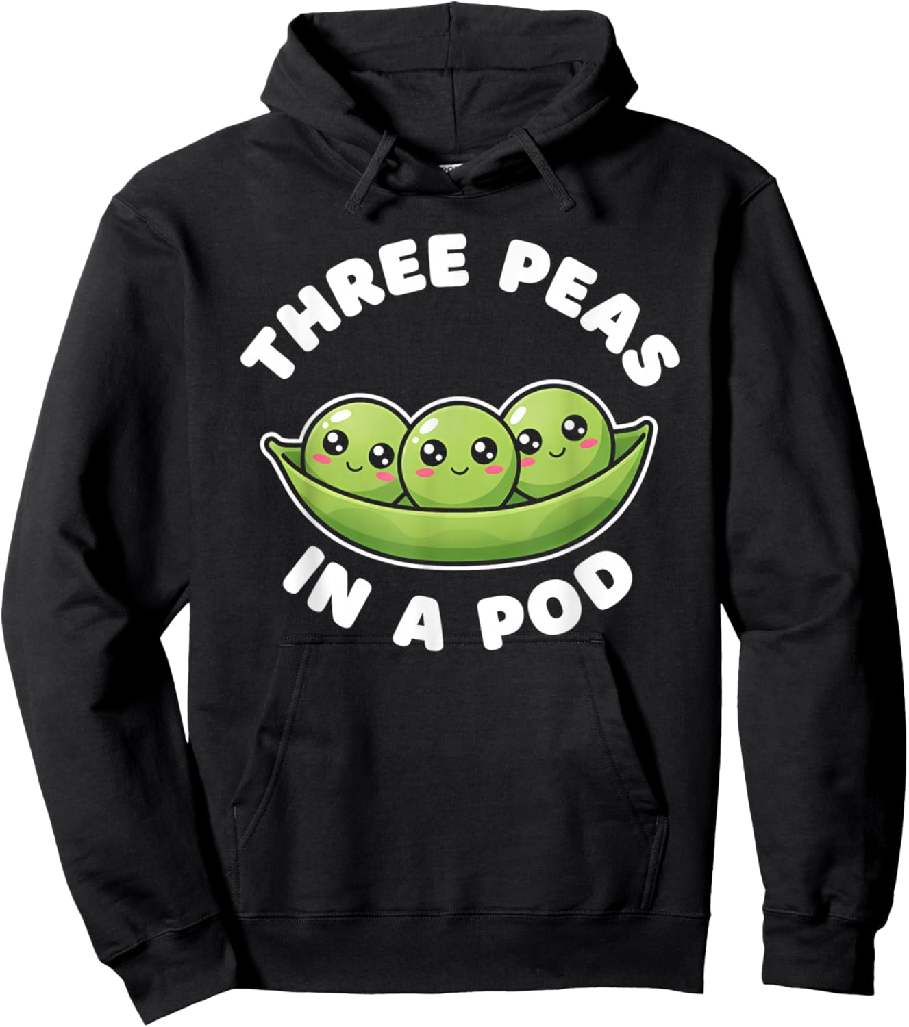 Funny Three Peas in A Pod Cute Kawaii Hoodie - Hoodie | Black