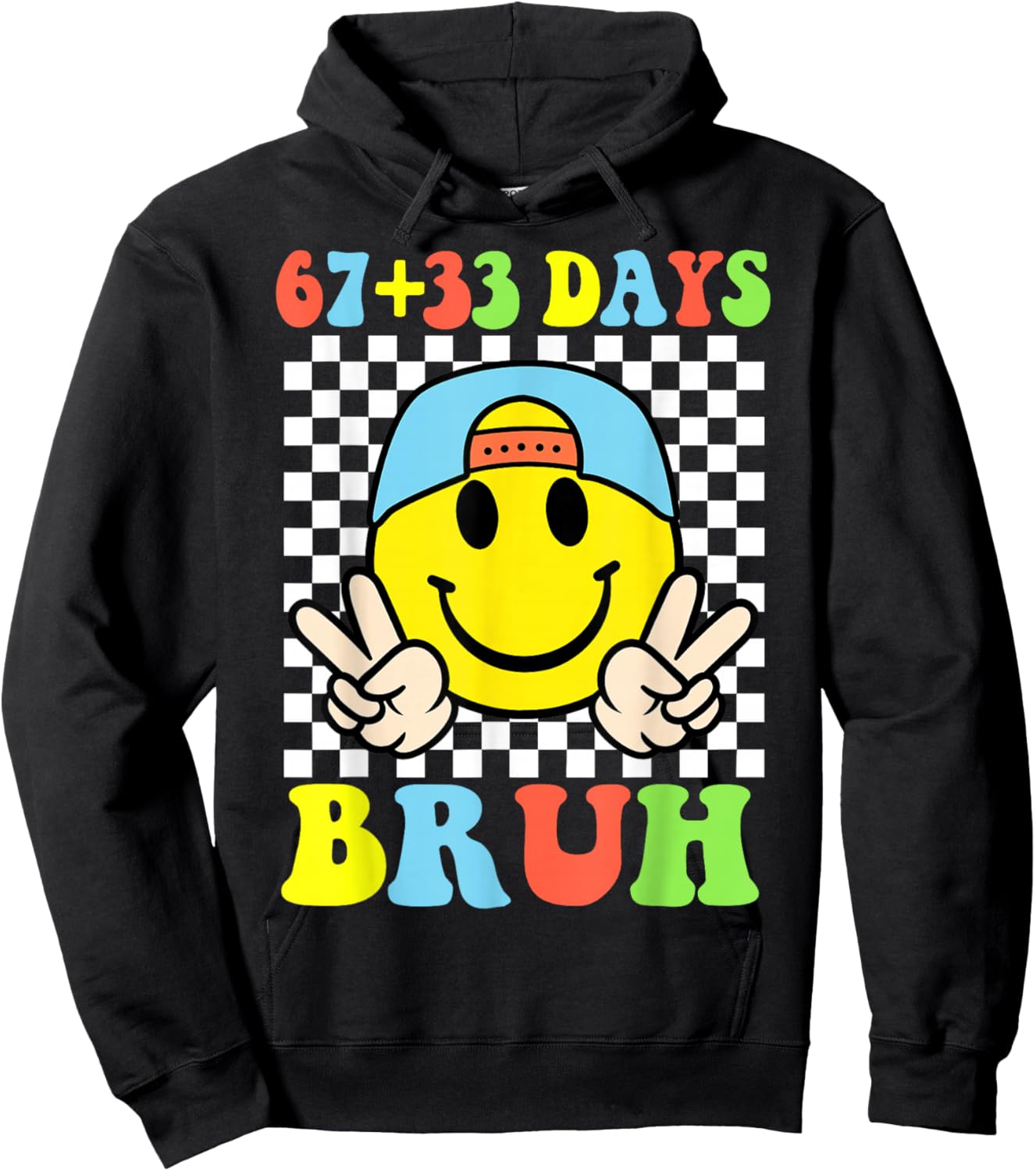 Bruh 67 33 Days of School 100 Boy Kids 100th Day of School Hoodie - Hoodie | Black