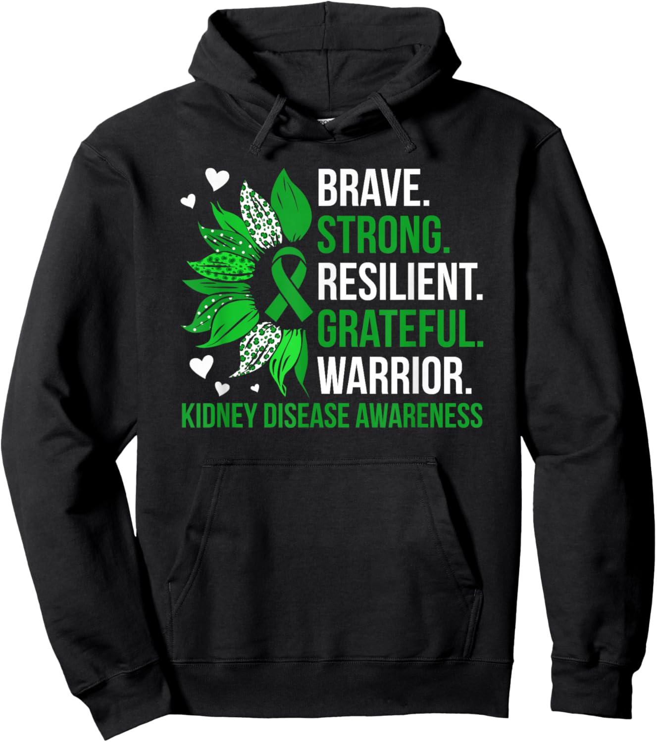 Brave Kidney Disease Warrior Kidney Disease Awareness Month Hoodie - Hoodie | Black